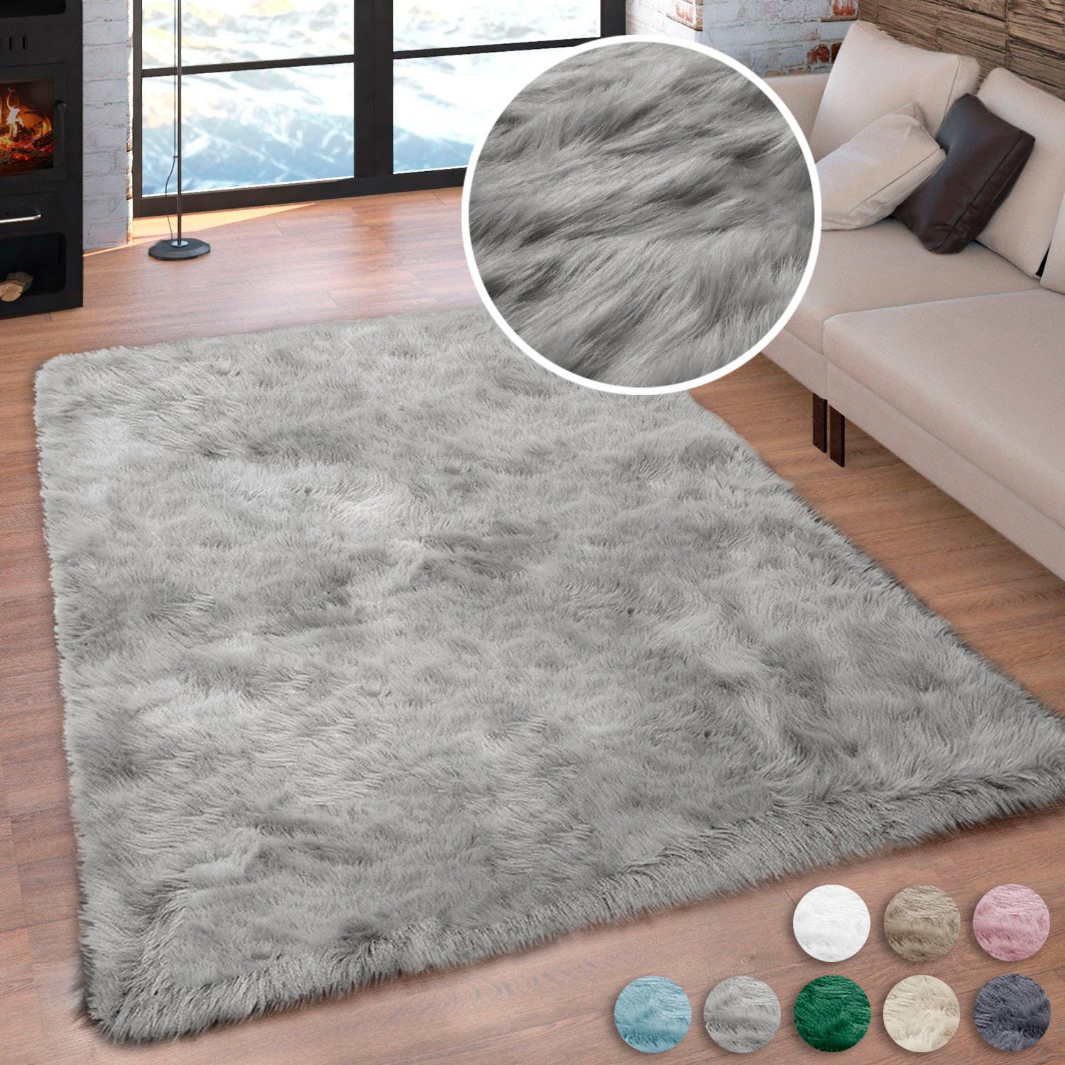 Home affaire Fellteppich »Valeria«, rechteckig, 60 mm Höhe, Kunstfell, besonders weich und flauschig, fußbodenheizungsgeeignet, pflegeleicht, ideale Teppiche für Wohnzimmer, Schlafzimmer und Esszimmer