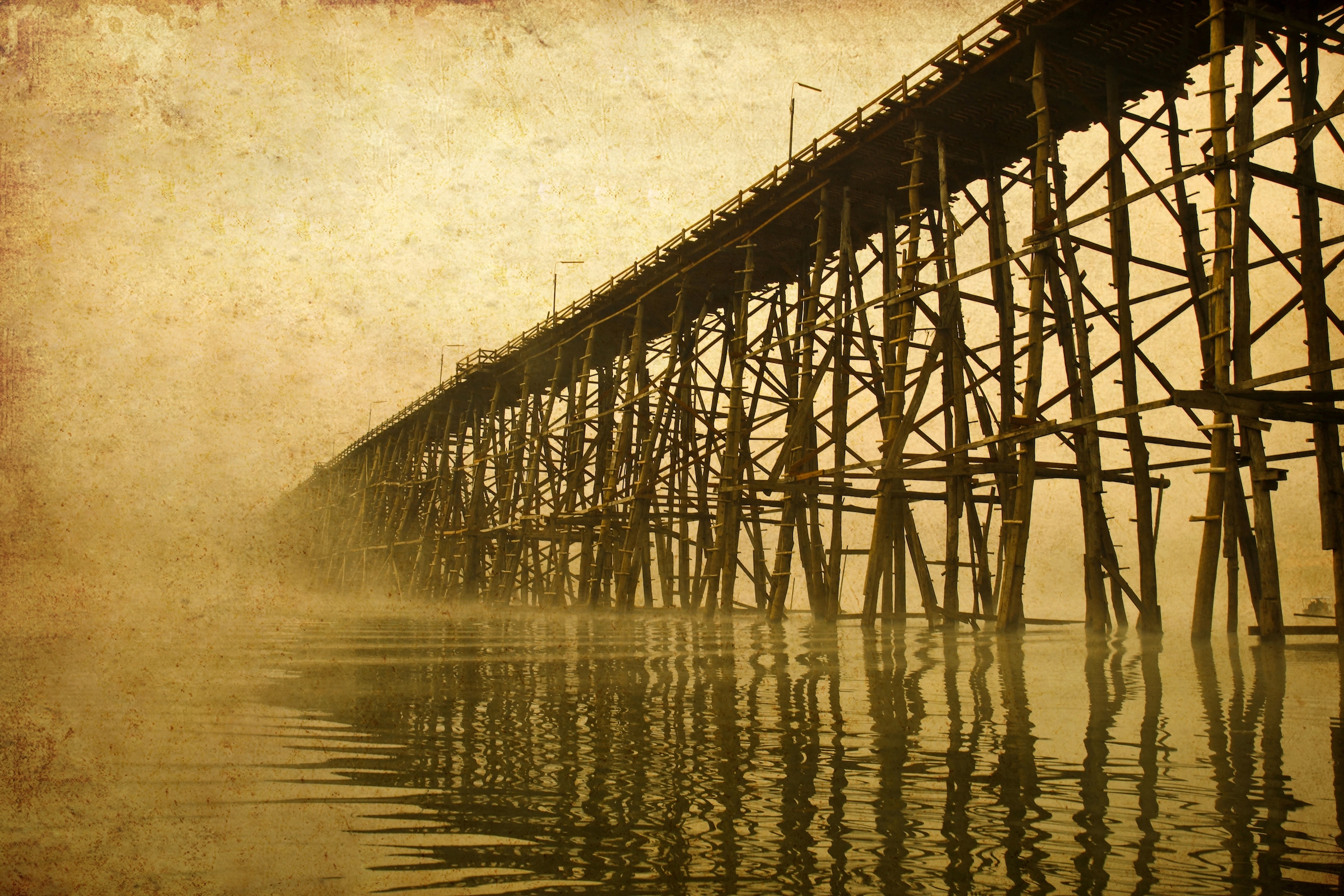 Papermoon "PIER-SEPIA VINTAGE WANDBILD MEER STRAND STEG OZEAN XXL"