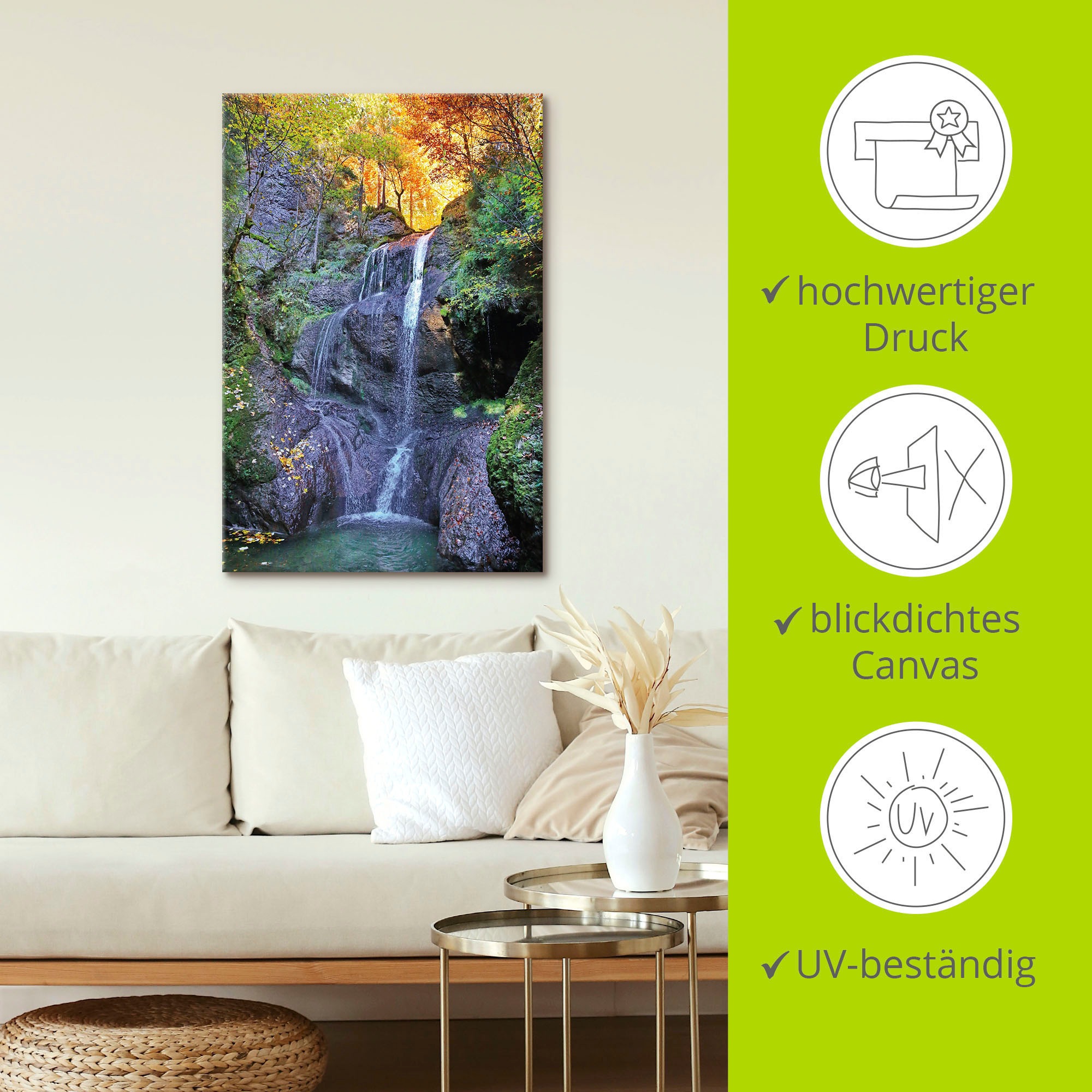 Artland Wandbild »Niedersonthofener Wasserfall im Allgäu«, Wasserfallbilder, (1 St.), als Leinwandbild, Poster in verschied. Größen