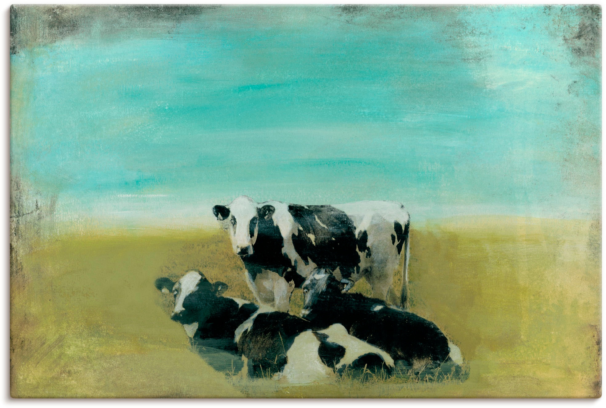 Artland Leinwandbild "Kühe auf der Weide III", Haustiere, (1 St.), auf Keilrahmen gespannt