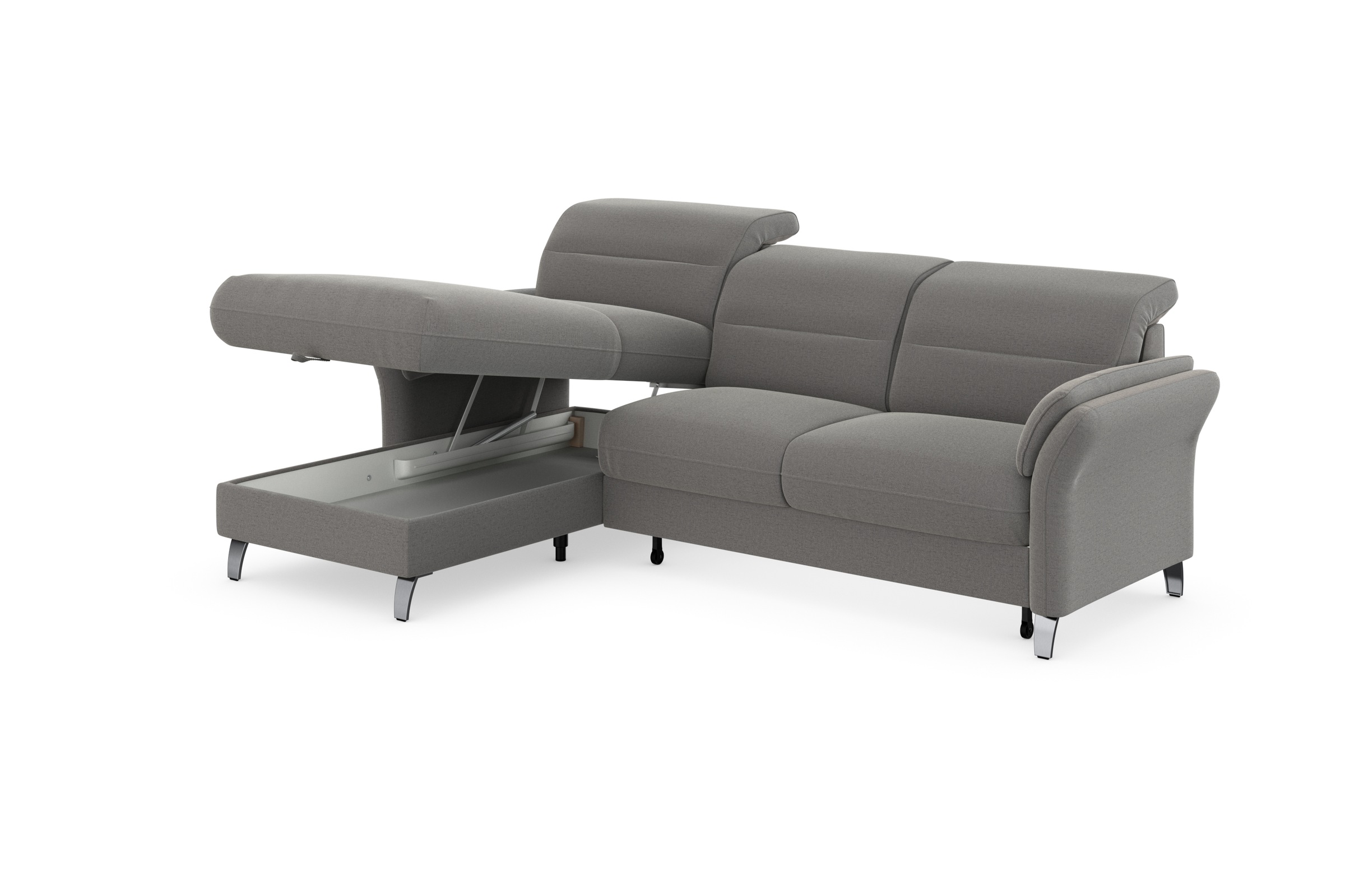 sit&more Ecksofa »Grenoble L-Form mit Federkern«, wahlweise mit Bettfunktion, Bettkasten, Arm- und Kopfteilverstellung