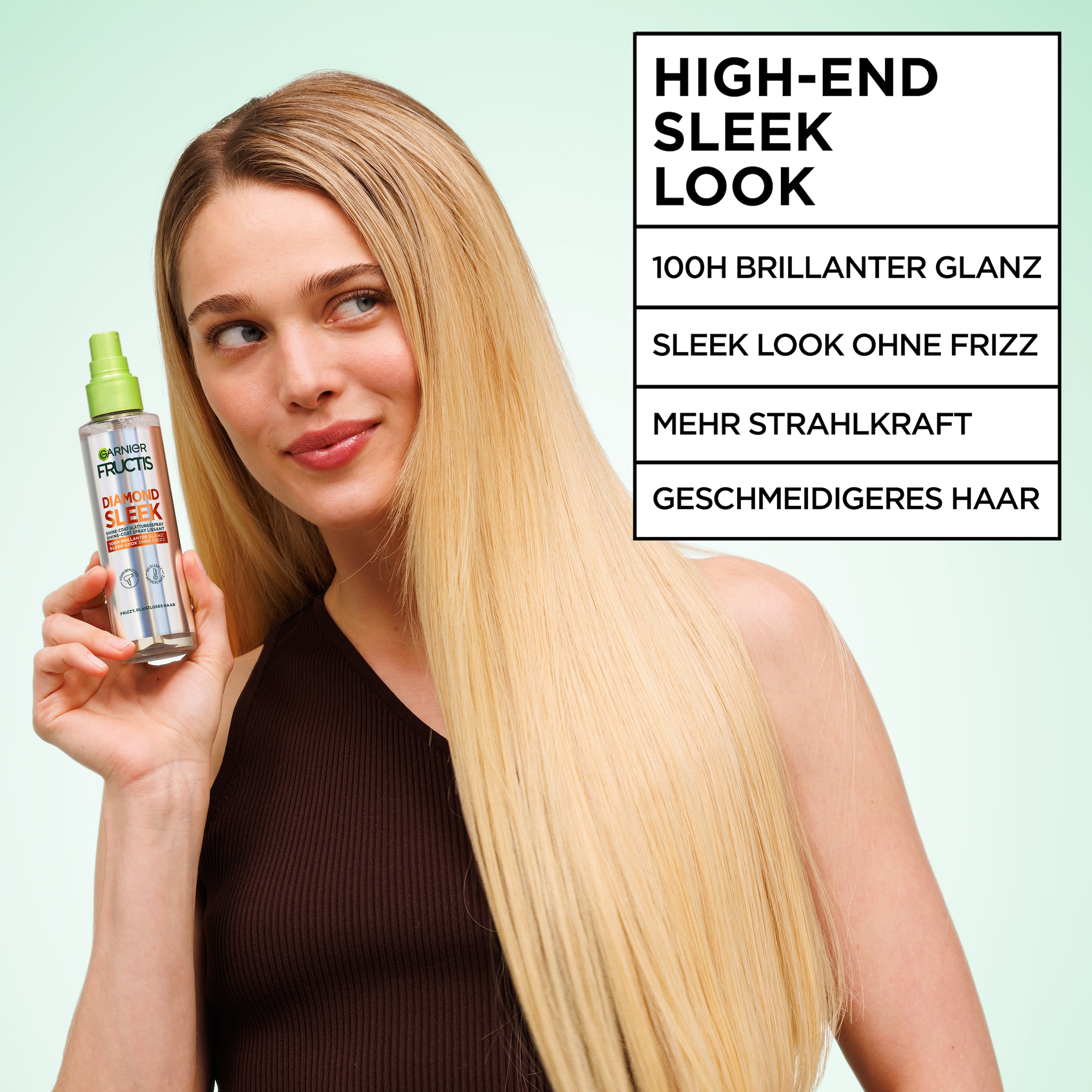 GARNIER Haarpflege-Spray »Garnier Fructis Diamond Sleek Shine-Coat Glättungsspray« für glattes Haar, mit Diamond Sleek Shine-Coat Formel, nicht fettend