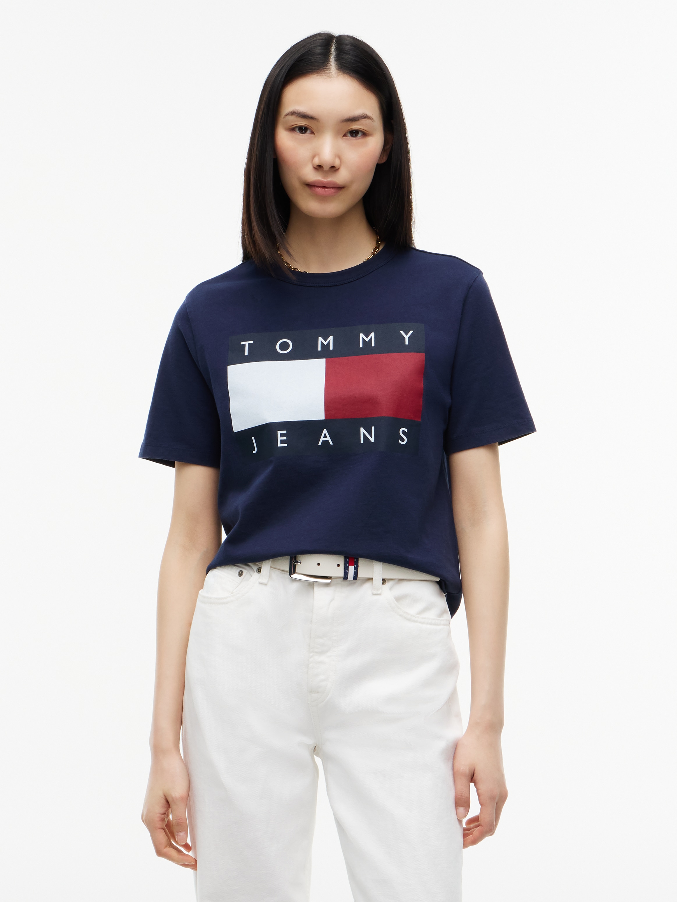 Tommy Jeans Rundhalsshirt »TJW BXY FLAG SS TEE EXT« Baumwolle