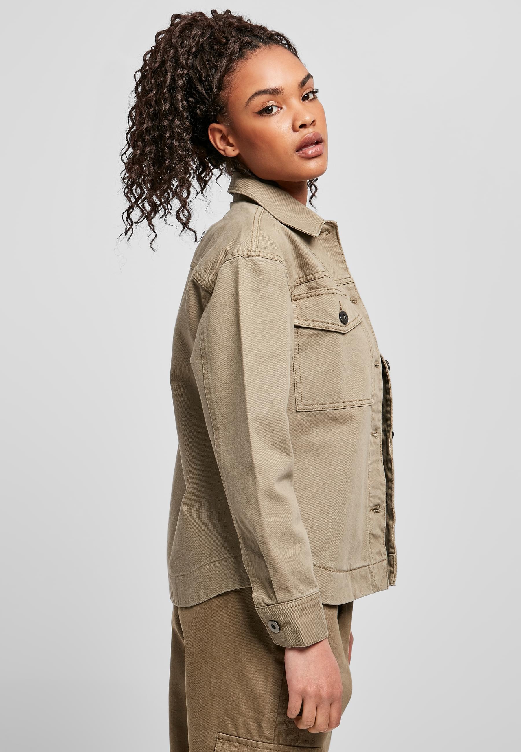 URBAN CLASSICS Allwetterjacke »Urban Classics Damen Ladies Oversized Shirt Jacket«, (1 St.), ohne Kapuze