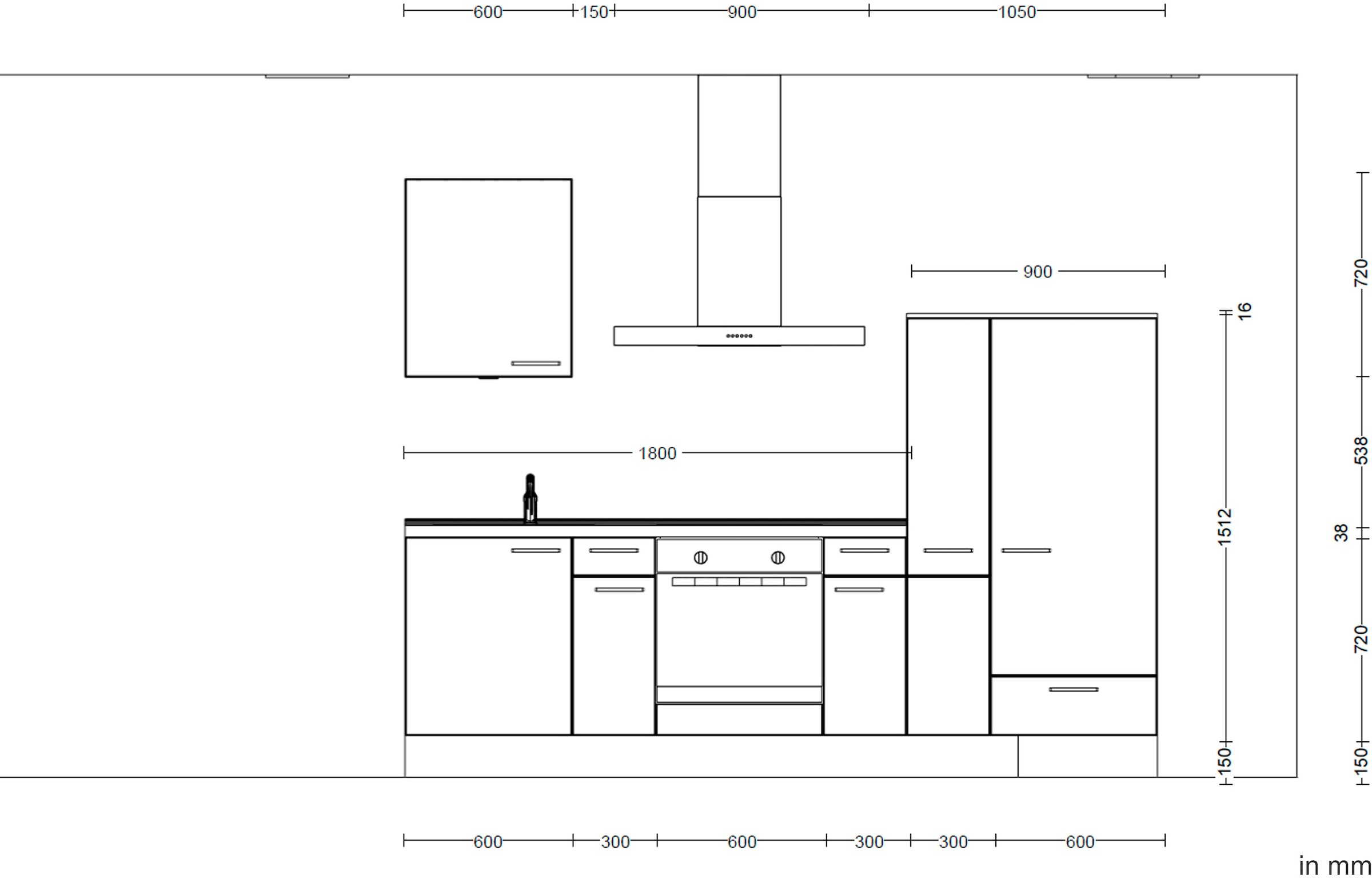 nobilia® Küchenzeile »"Structura I"«, vormontiert, Ausrichtung wählbar, Breite 270 cm, wahlw. mit E-Geräten