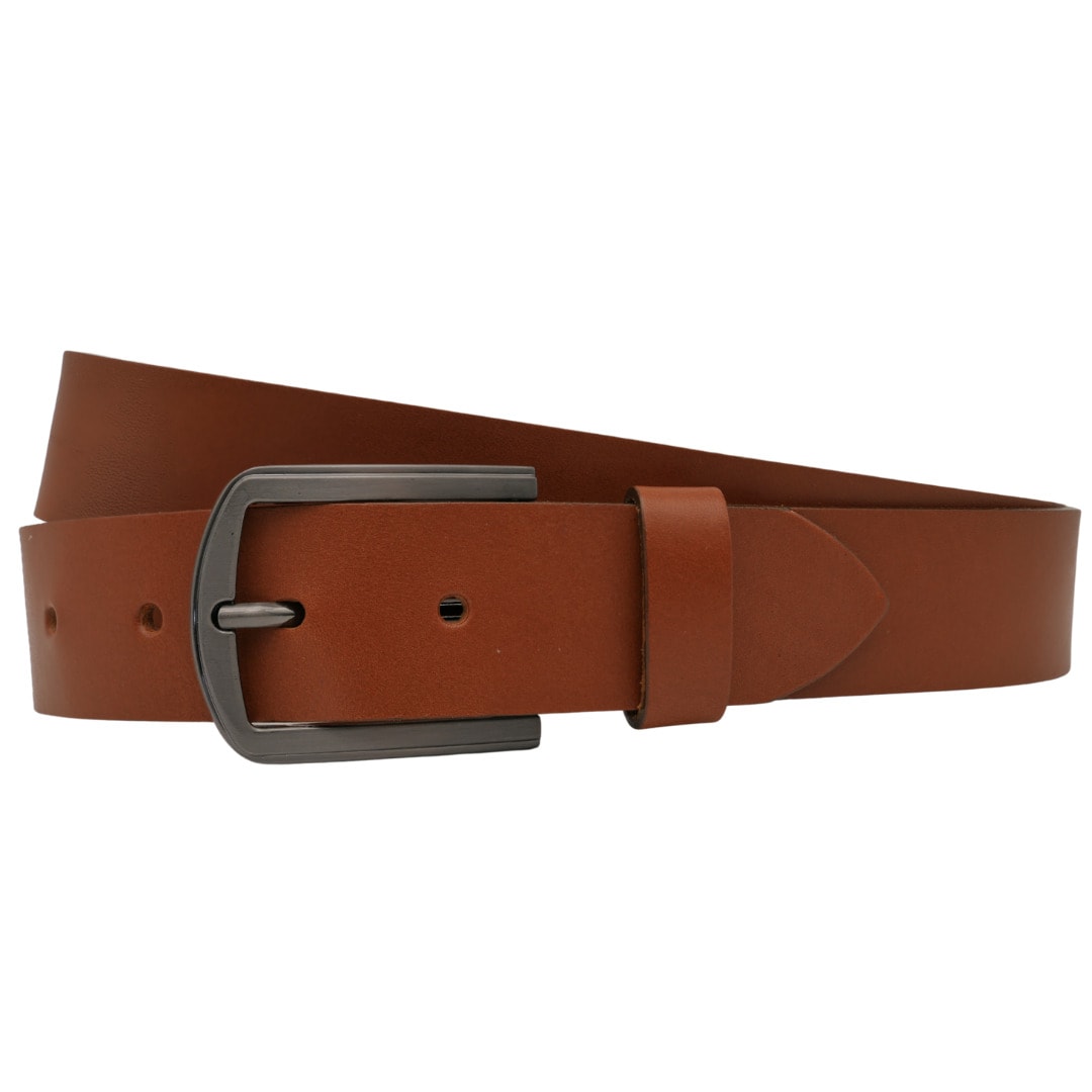 Ledergürtel ANNAMATONI "AnnaMatoni Ledergürtel Crest Ledergürtel Crest", Herren, Gr. TW110 - 125cm Gesamtlänge, braun (cognac 640), 100% Leder, Gürtel Ledergürtel