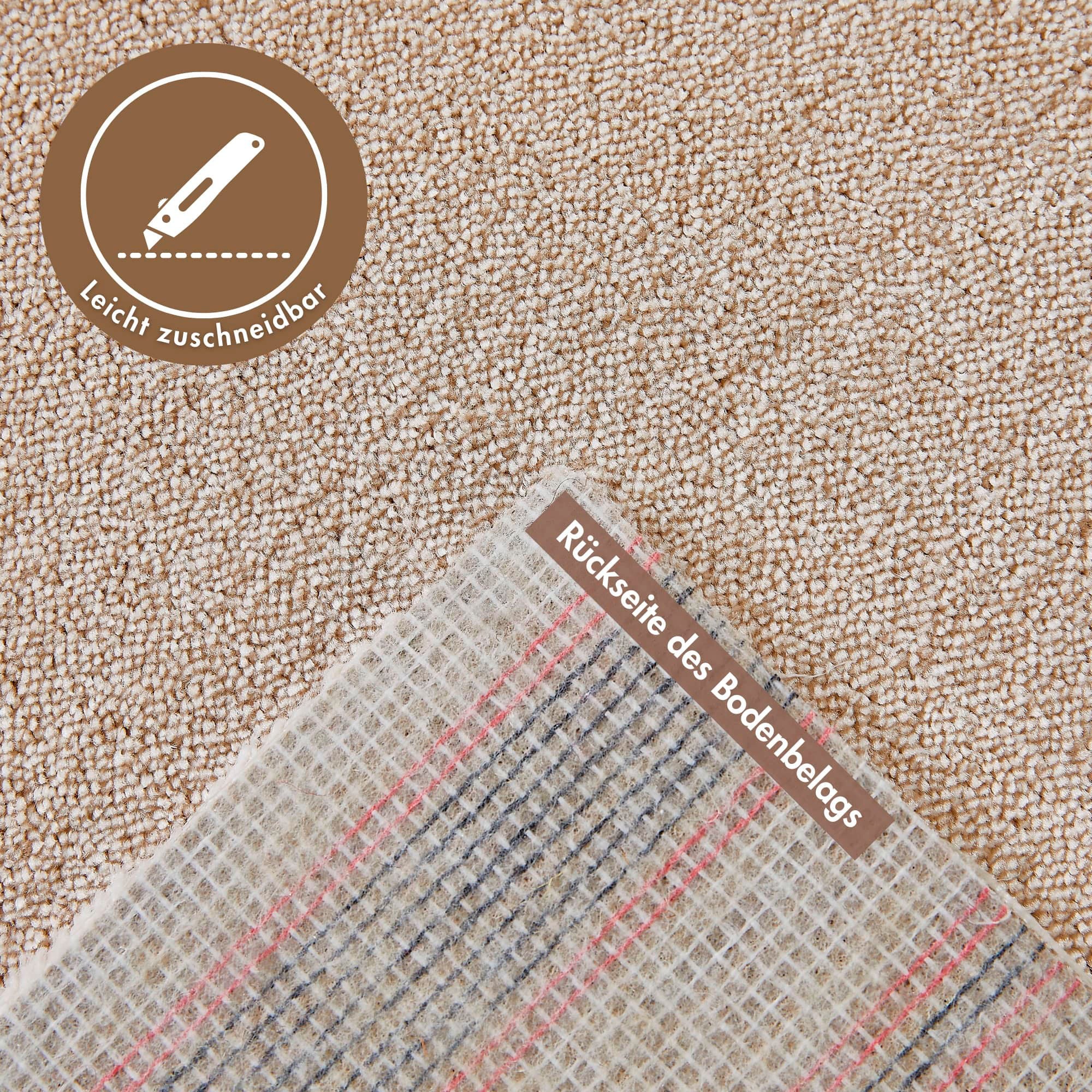 Andiamo Teppichboden »Florenz, Schlinge, Made in Belgium«, rechteckig, 8 mm Höhe, Uni-Farben, Breite 400 cm, strapazierfähig & robust