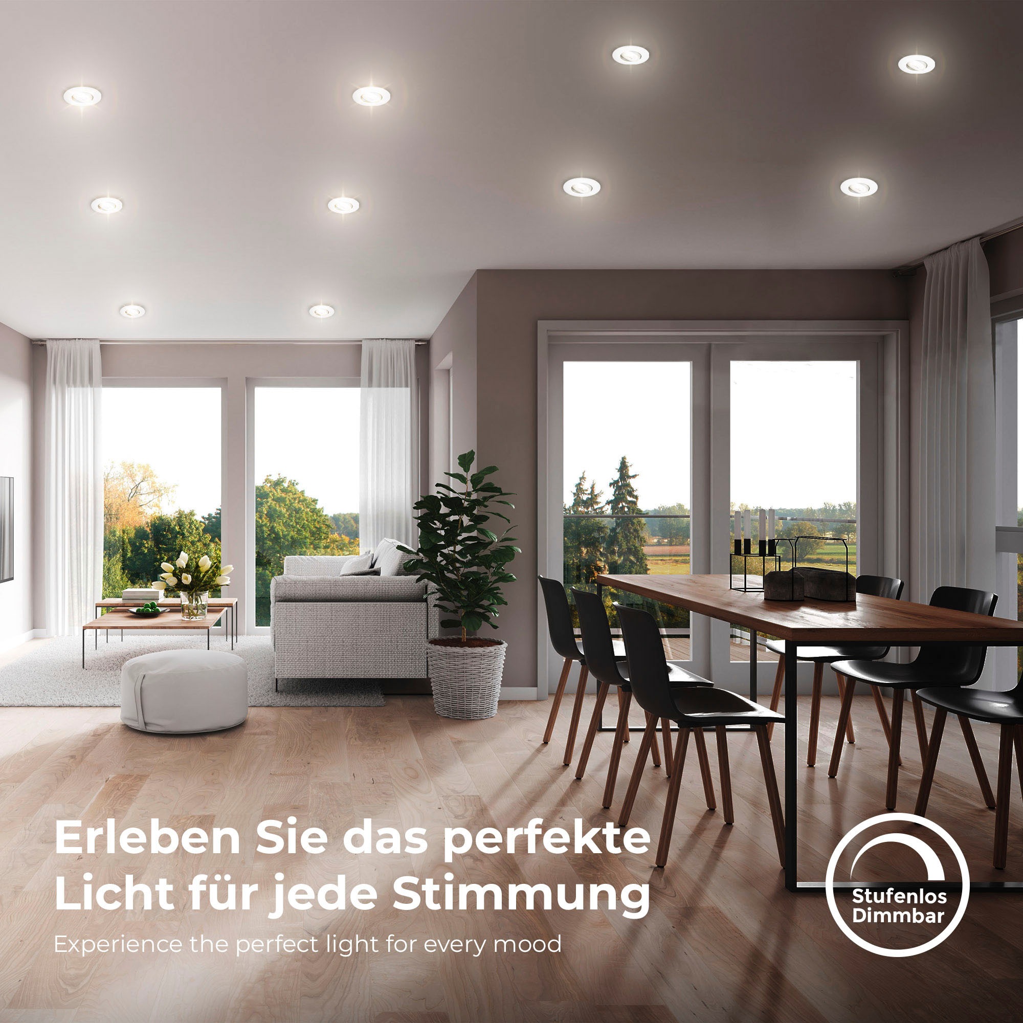 B.K.Licht LED Einbauleuchte »BK_EL1573 LED Einbauleuchten IP65 5er-Set Kunststoff Weiß«,  4,9W 480lm 3.000K