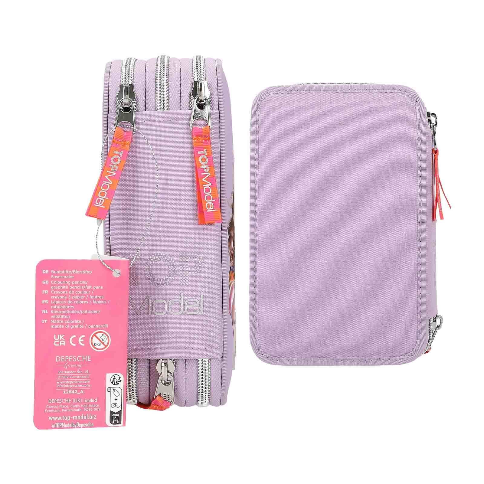Depesche Buntstift »3-Fach Federtasche mit Stifte TOPModel 20,5 x 14,3 cm violett«