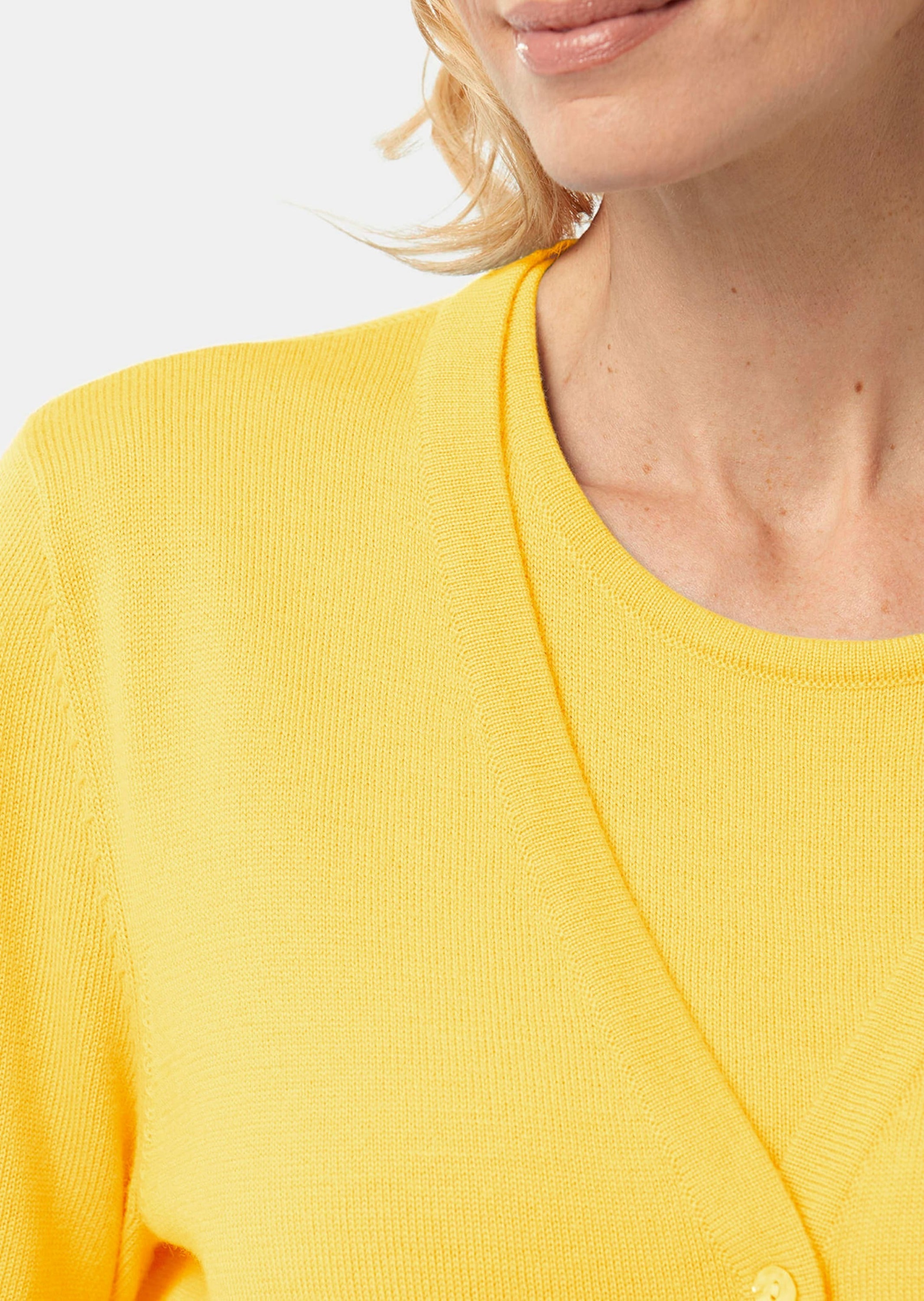 GOLDNER Strickpullover »Kurzgröße Strick-Twinset aus Merino-Schurwolle«