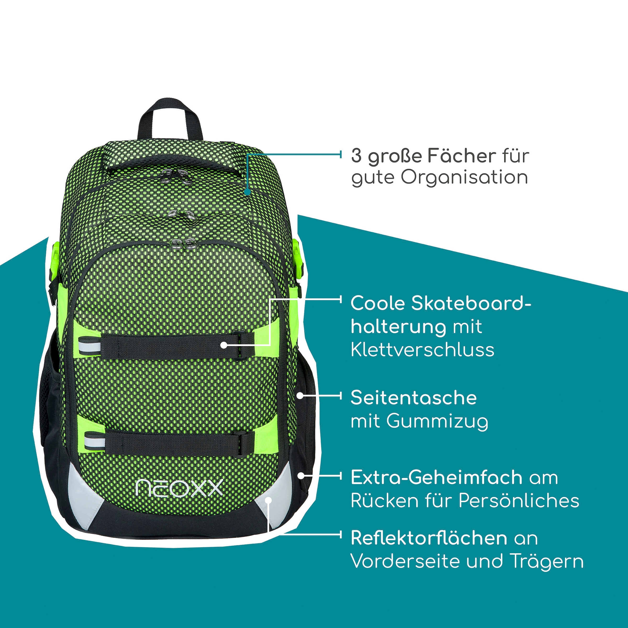 neoxx Schulrucksack »Active Pro, All about Neon«