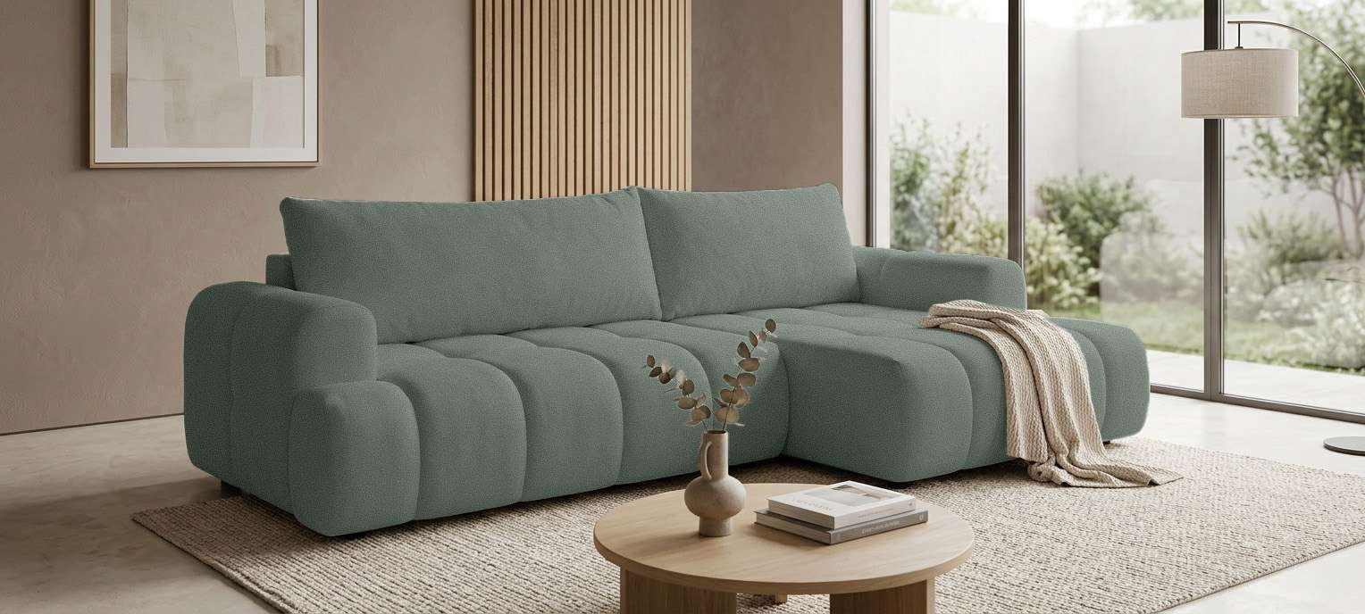 OTTO home Ecksofa "LIOORA Schlafsofa mit Bettkasten, Breite 265 cm, Verlässliche Qualität" L-Form mit Bettfunktion und Bettkasten, Recamiere rechts/links