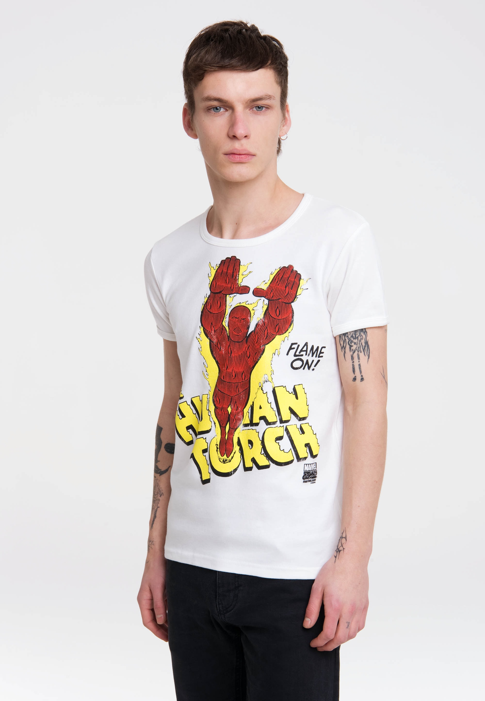 T-Shirt »Human Torch Flame On«, mit coolem Heldenmotiv