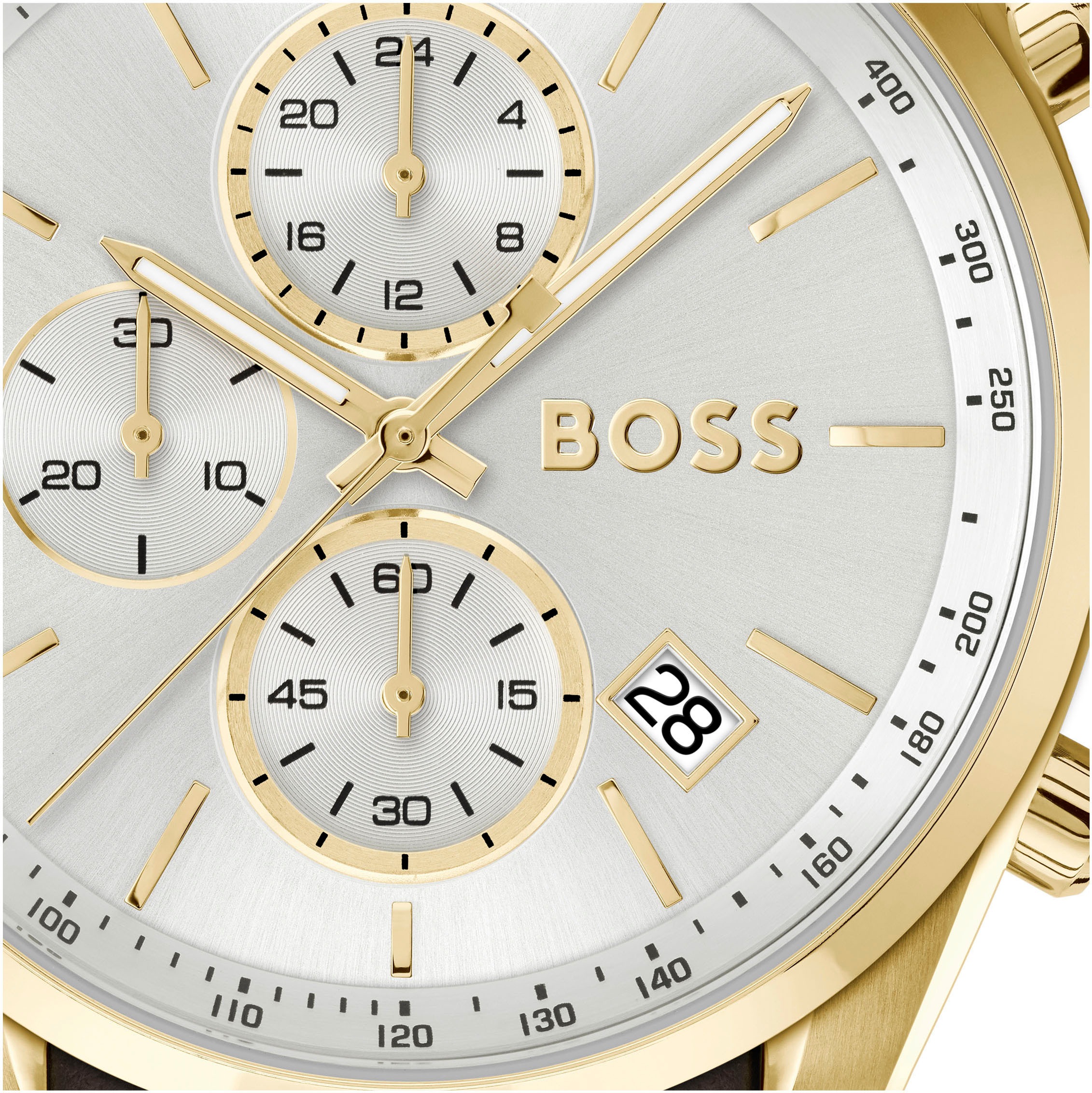 BOSS Quarzuhr »GRAND PRIX 44« Quarzuhr, Armbanduhr, Herrenuhr, Lederarmband, analog, Tag