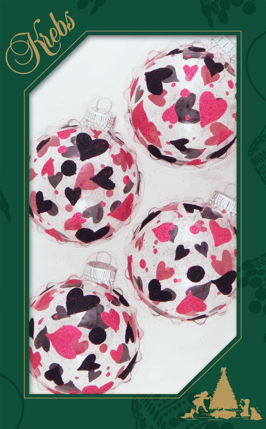Krebs Glas Lauscha Herzen 4 Weihnachtsbaumkugel und | Weihnachtsdeko, mit mehrfarbigen Christbaumkugeln Punkten (Set, Christbaumschmuck, BAUR »CBK62327, Glas«, kaufen St.)