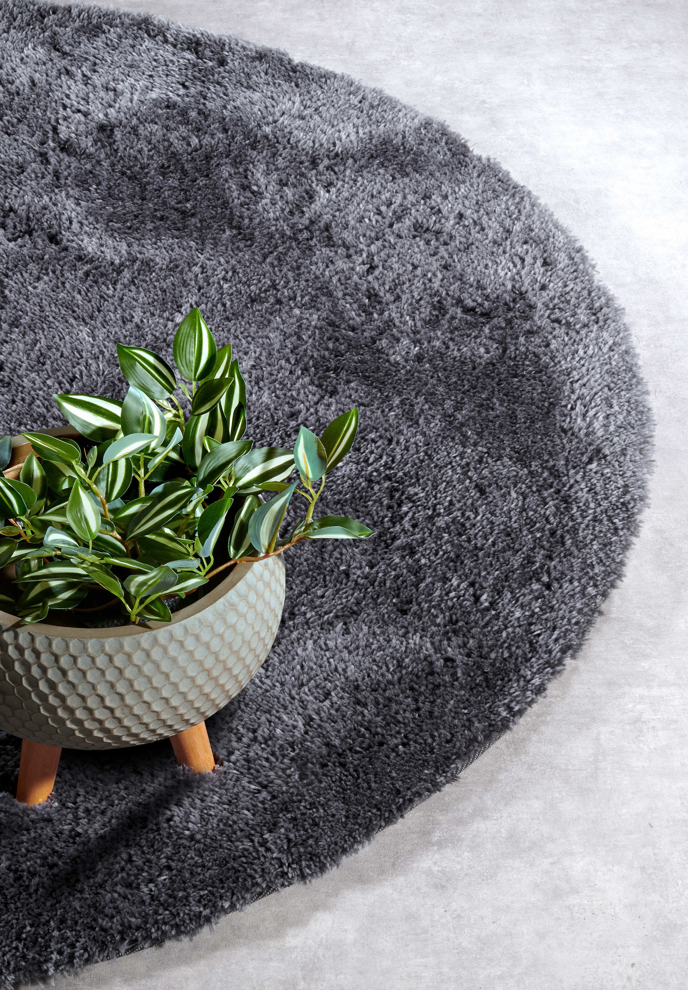 HANSE Home Hochflor-Teppich »Olaf«, rund, 38 mm Höhe, Langflor, Shaggy, einfarbig, flauschig, weich, glänzend, modern, uni