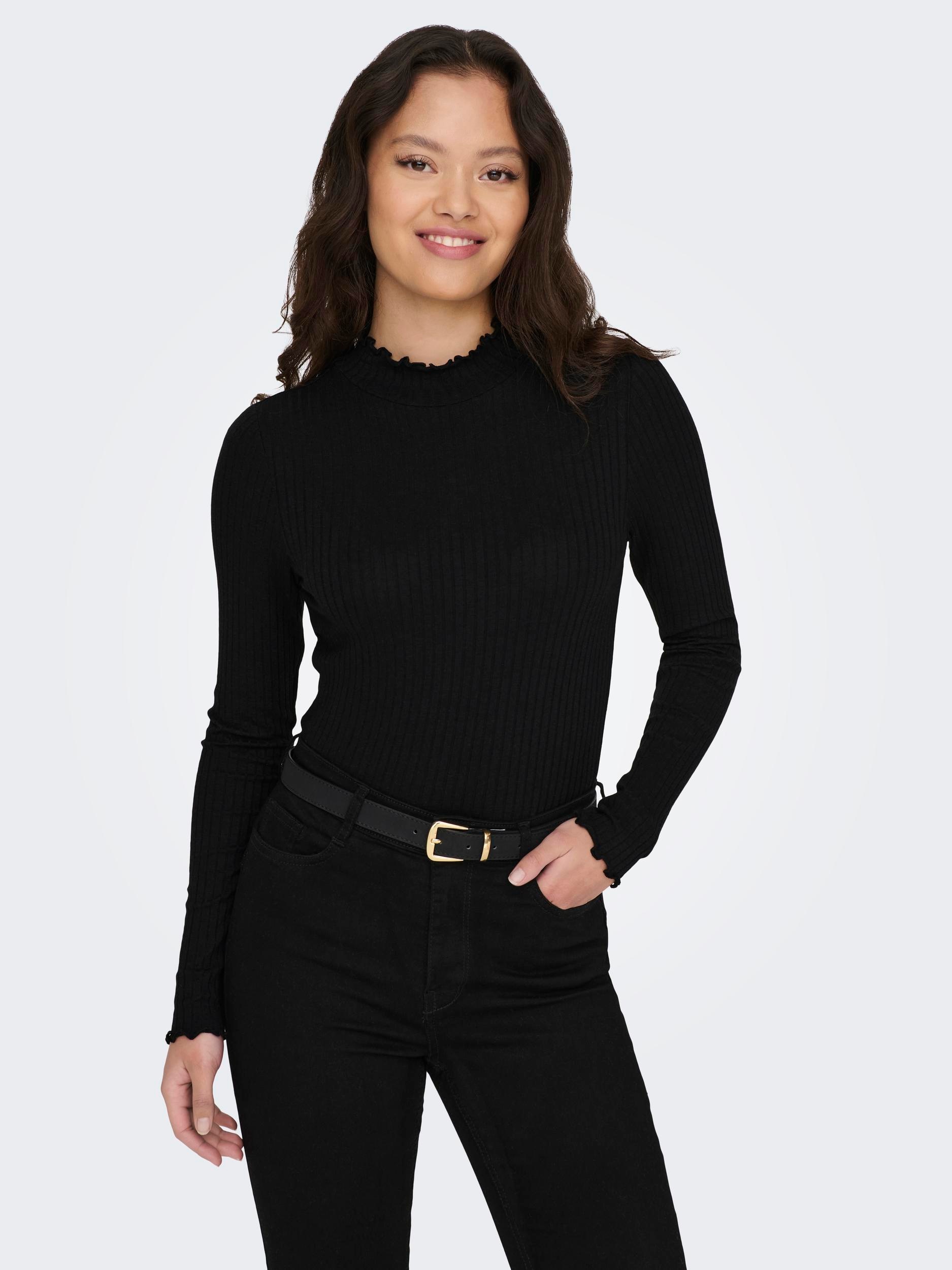JDY Langarmbluse "JDYFRANSISKA L/S HIGHNECK TOP JRS NOOS", mit gewellten Sä günstig online kaufen
