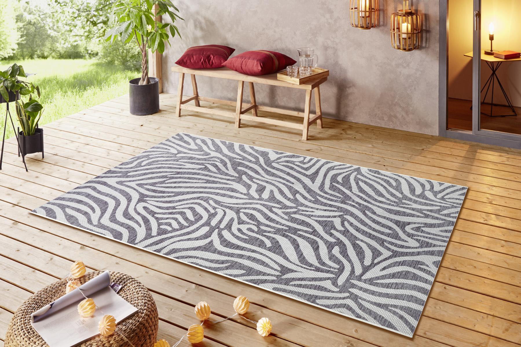 NORTHRUGS Teppich »Cebra«, rechteckig, 4 mm Höhe, Flachgewebe Zebra Design, gekettelt, Robust, Pflegeleicht