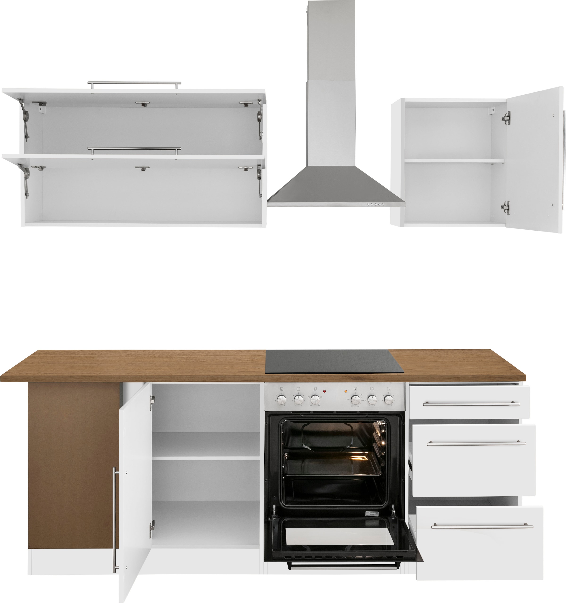 KOCHSTATION Winkelküche »Samos«, mit E-Geräten, Stellbreite 220/220 cm