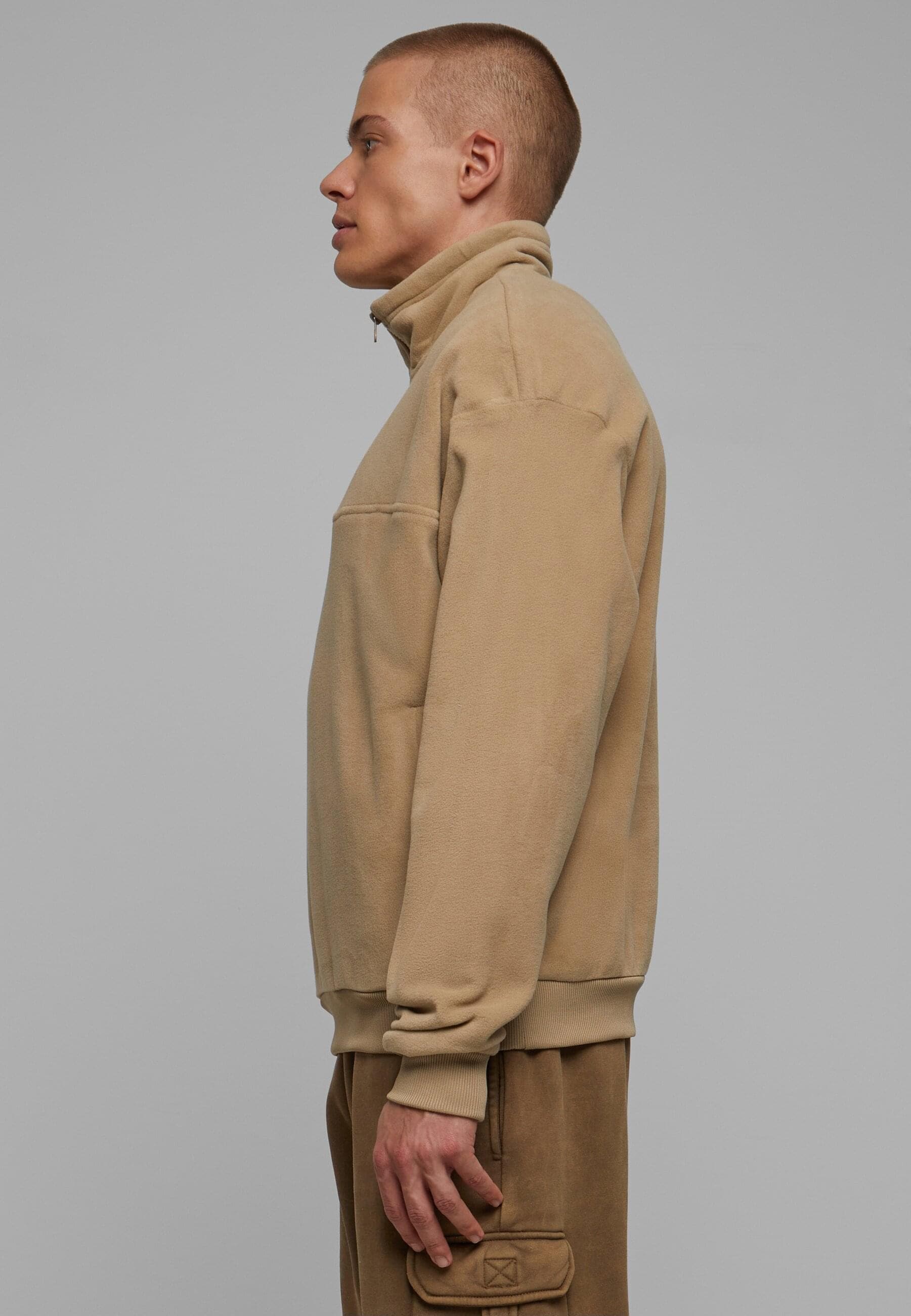 URBAN CLASSICS Rundhalspullover »Urban Classics Herren Basic Polar Fleece Troyer«, (1 tlg.)
