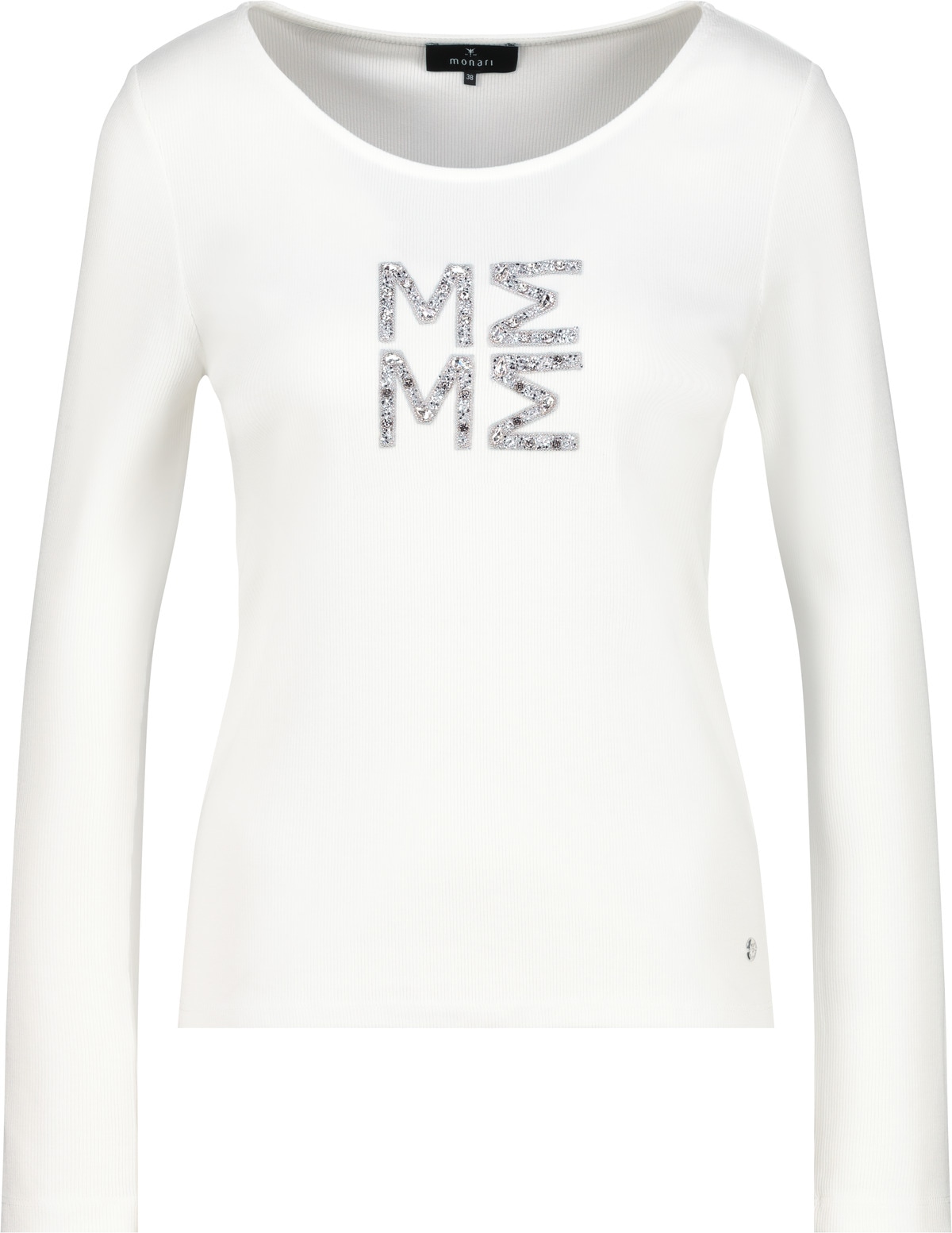 Monari Langarmshirt »Shirt Rippe + Schmuck«, Mit Rundhalsausschnitt