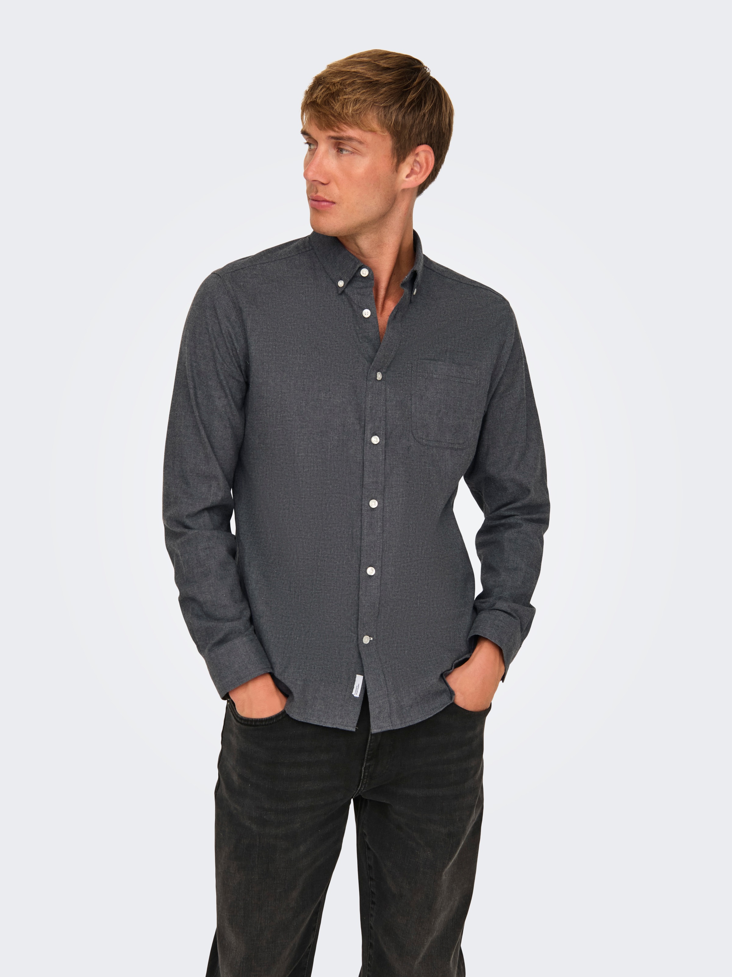 ONLY & SONS Langarmhemd "ONSROAD LIFE REG MELANGE LS SHIRT NOOS" günstig online kaufen