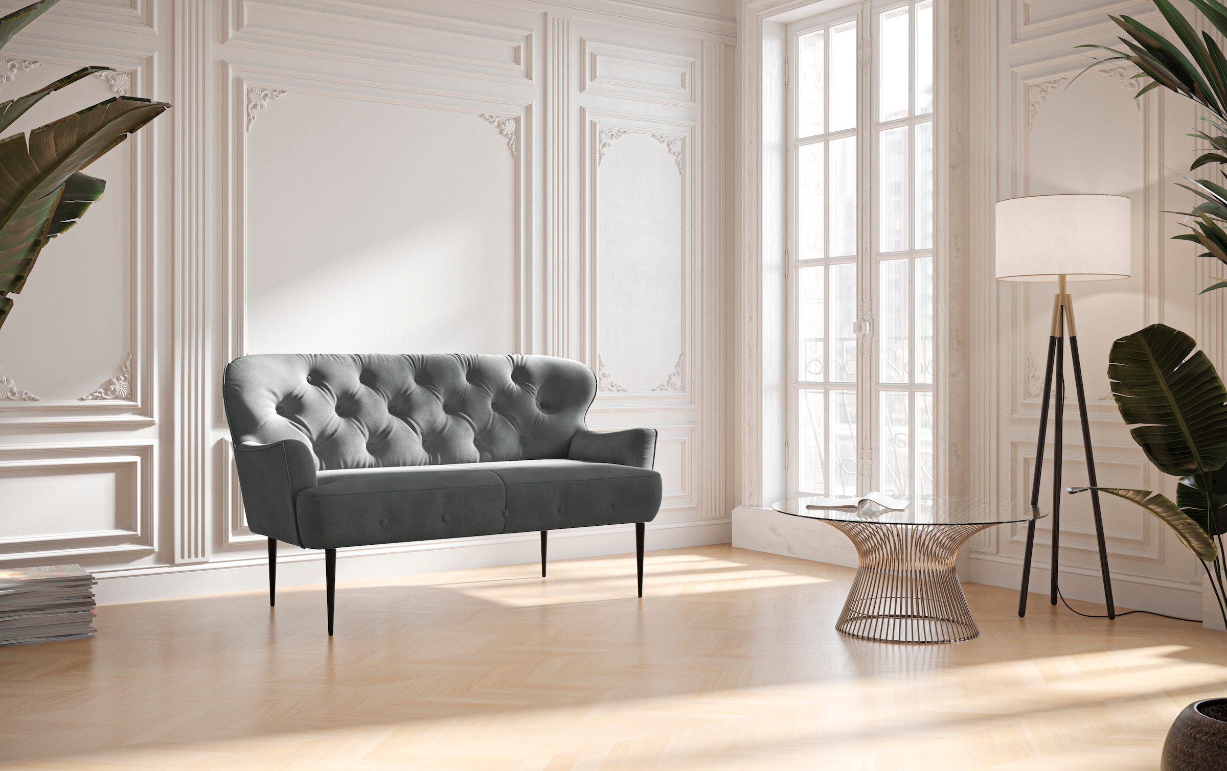 Home affaire 2-Sitzer "Amber" mit Knopfheftung,in verschieden Stoffarten günstig online kaufen