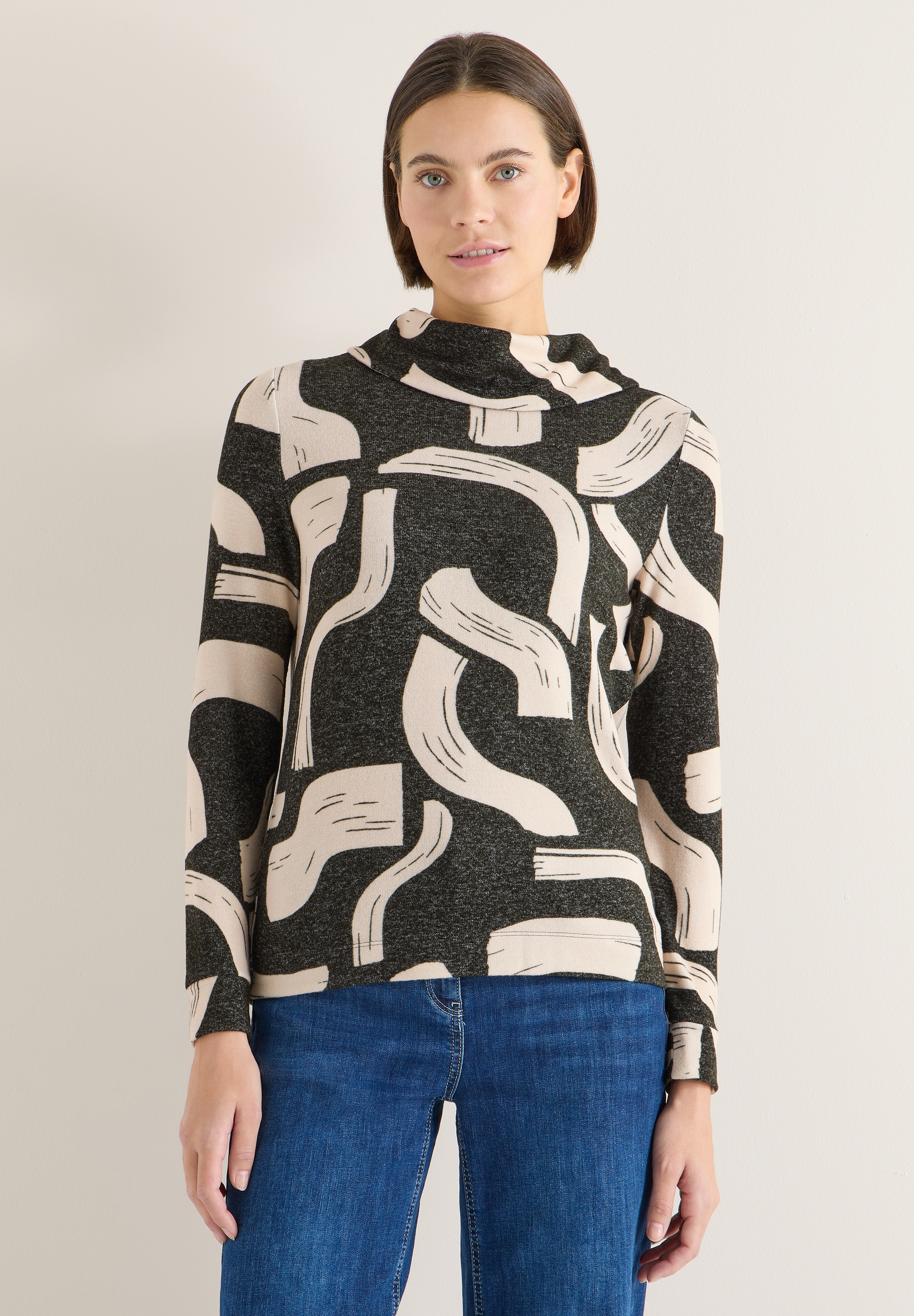 Cecil Langarmshirt im Melange Look