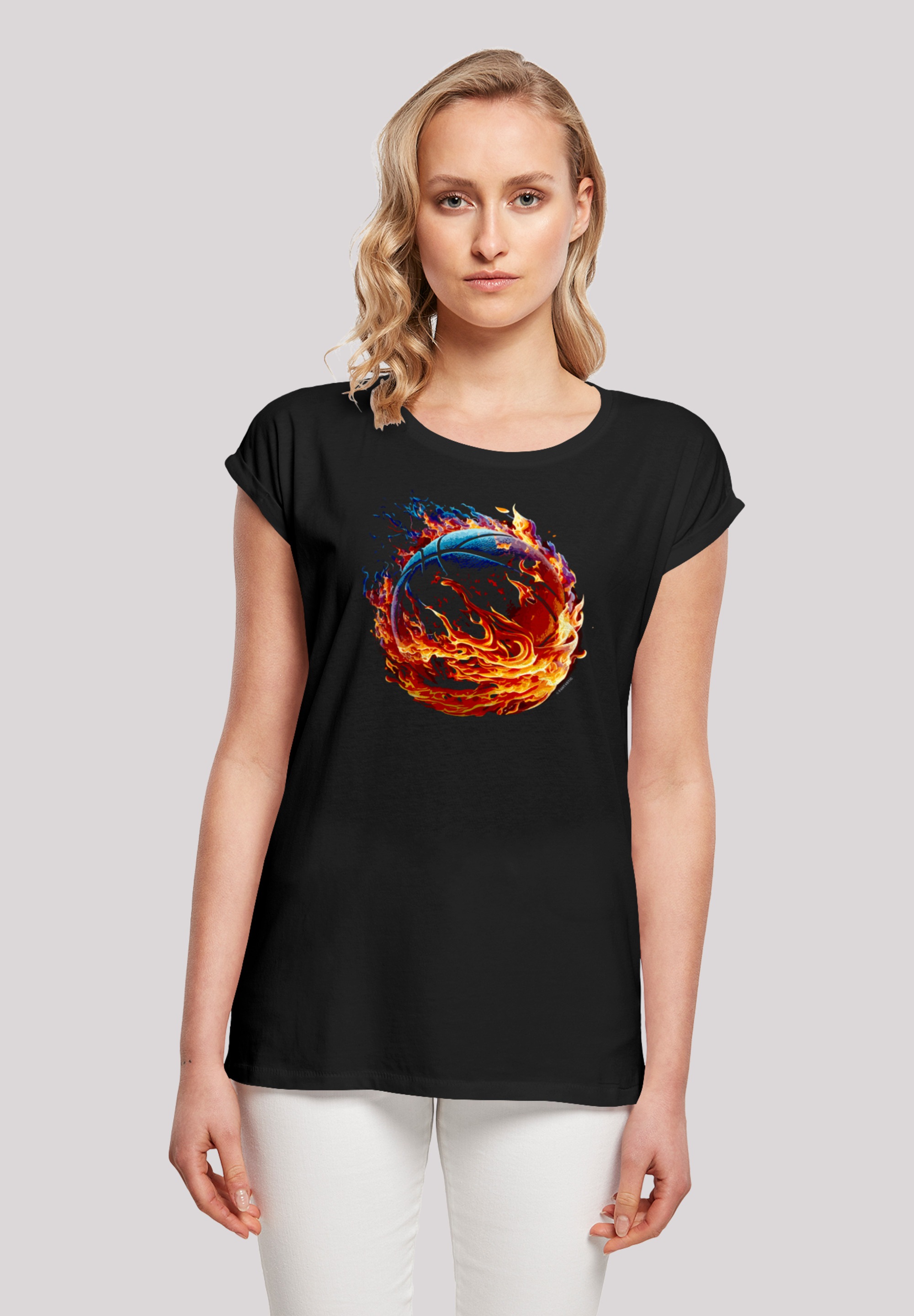 F4NT4STIC T-Shirt "Basketball On Fire Sport SHORT SLEEVE", Print