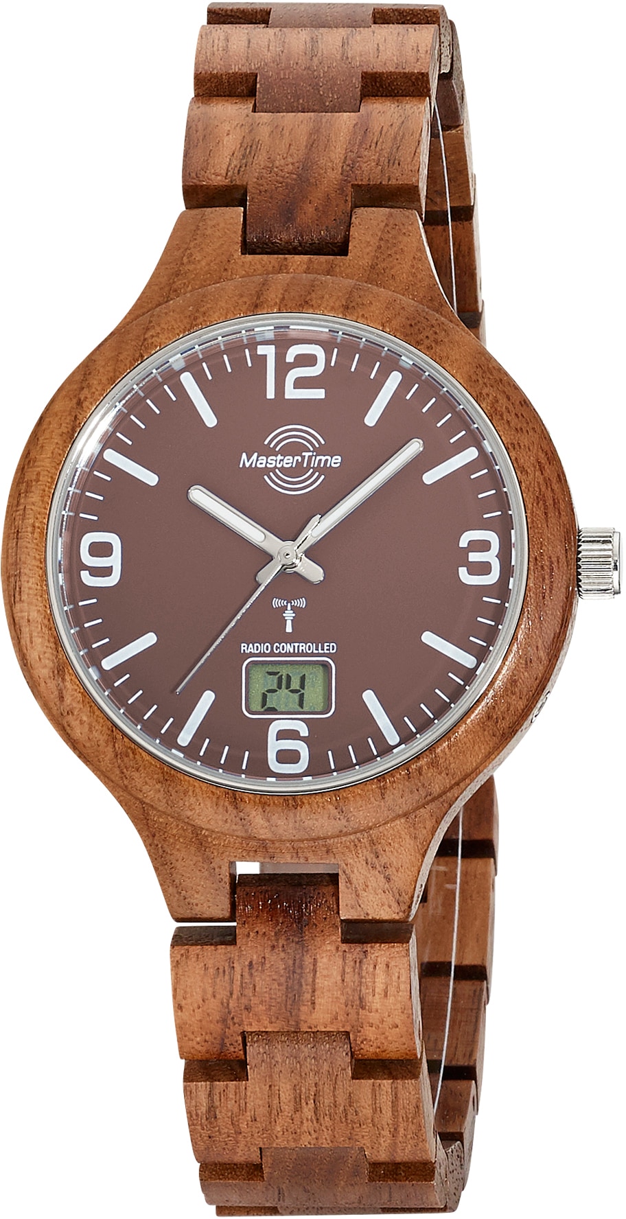 MASTER TIME Funkuhr »Specialist Wood, MTGW-10749-81W«, Armbanduhr, Quarzuhr, Herrenuhr, Datum, Leuchtzeiger