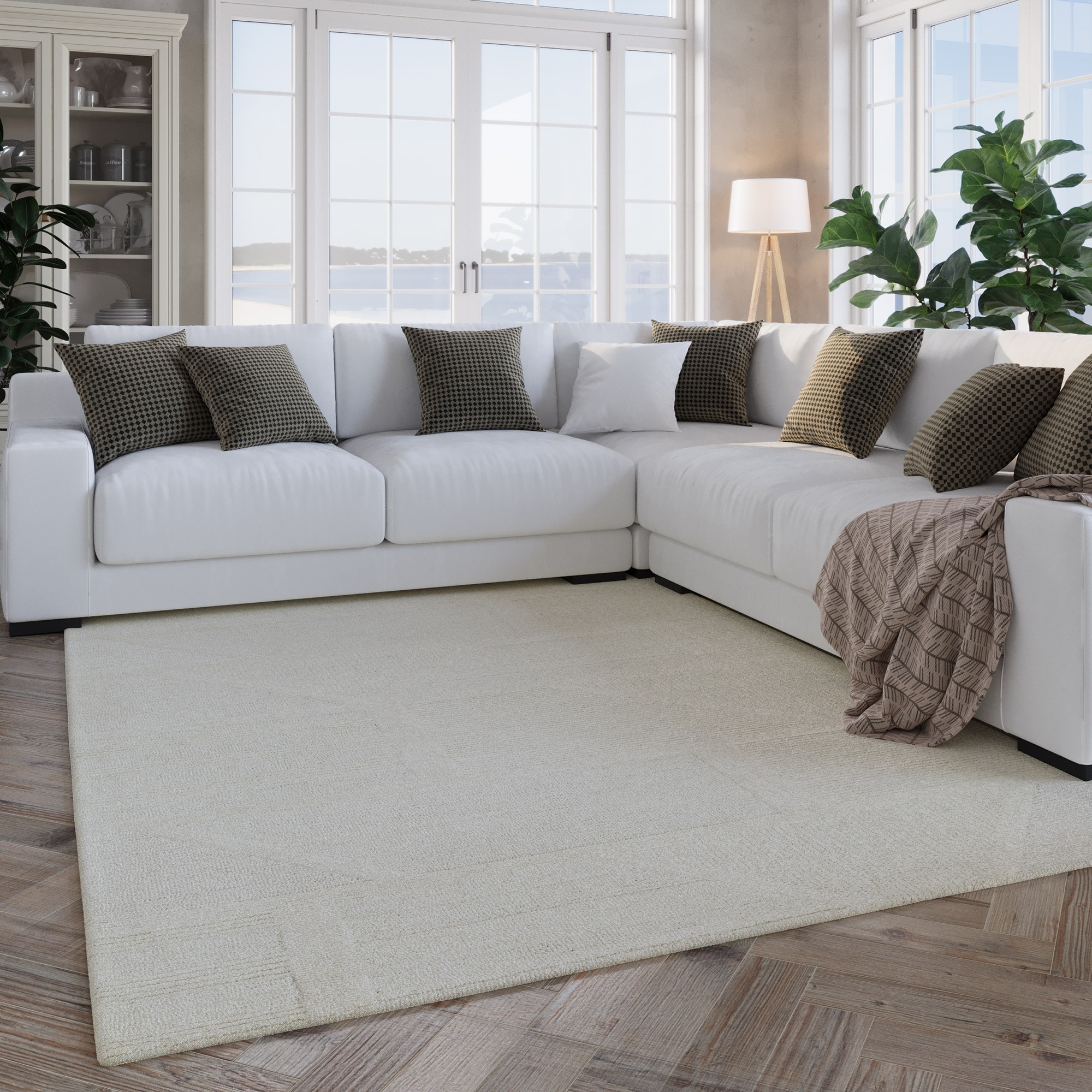 Wecon home Wollteppich »Hamptons FIVETEEN«, rechteckig, 15 mm Höhe, Läufer, Schurwolle, Kurzflor, Wohn- & Schlafzimmer, Hoch-Tief-Effekt