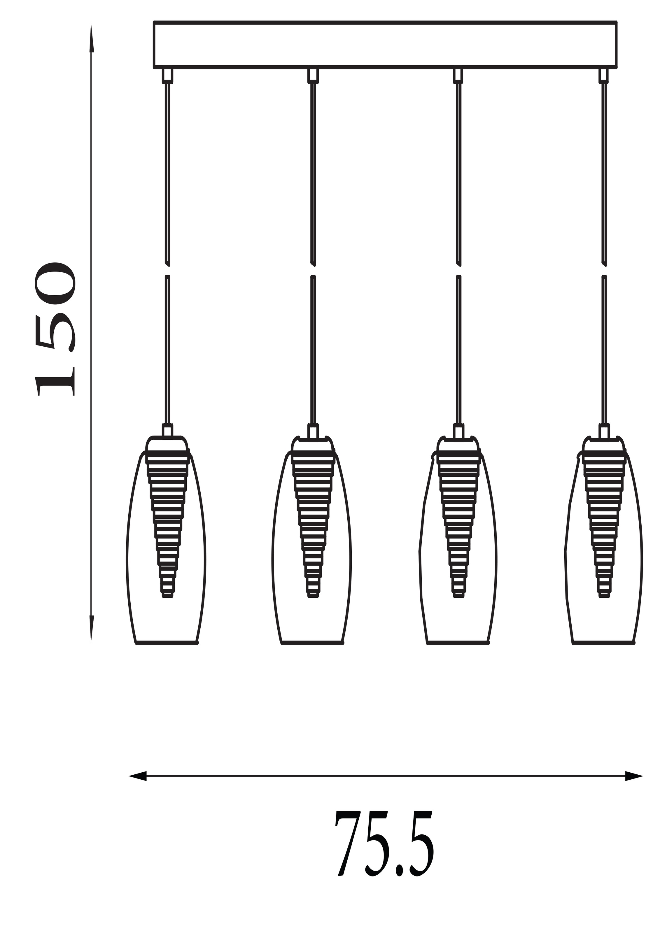 Searchlight Pendelleuchte »Cyclone 4Lt Bar-Anhänger - Chrom- und Klarglas« LED-Modul 1 Stk.