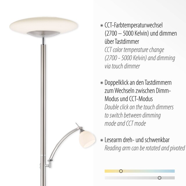 Paul Neuhaus Stehlampe »TROJA«, 2 flammig-flammig, LED, CCT - tunable white,  dimmbar über Tastdimmer, Memory | BAUR