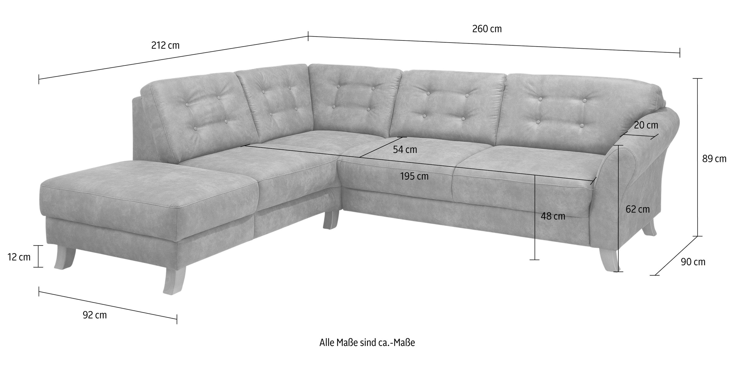 Home affaire Ecksofa »Trondheim L-Form«, mit Federkern