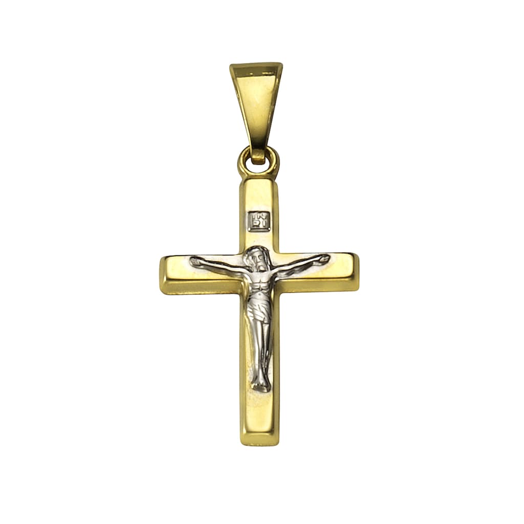Vivance Kettenanhänger »333 Gold zweifarbig Motiv Kreuz«