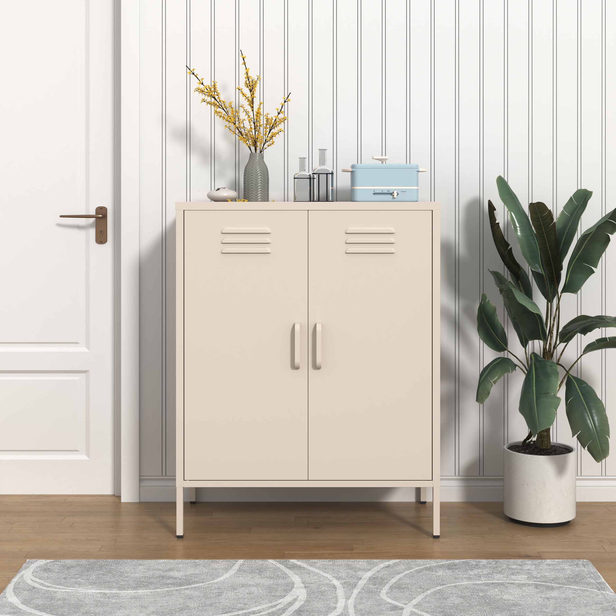 Wäscheschrank OTTO HOME, B:80cm H:101cm T:40cmcremeweiß, Metall, Badezimmer, Schränke, "Siena Metallschrank Stahlschrank Mehrzweckschrank