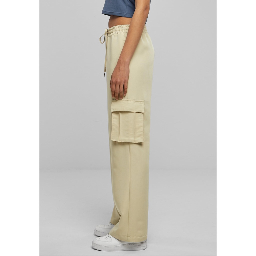 URBAN CLASSICS Stoffhose »Urban Classics Damen Ladies Vicose Straight Leg Cargo Pants«, (1 tlg.)