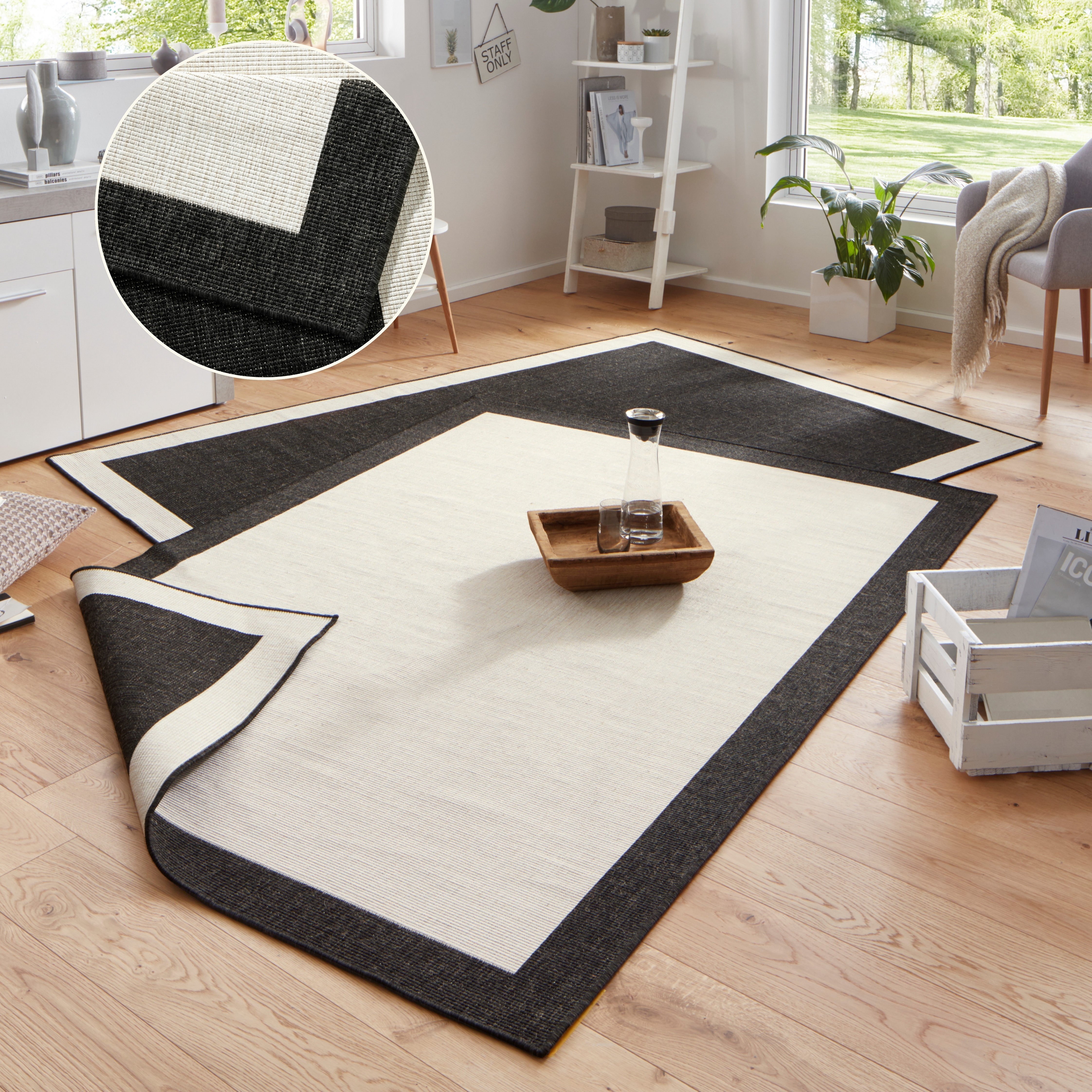 HANSE Home Teppich "Panama Wendeteppich" rechteckig 5 mm Höhe In-& Outdoor, Wetterfest, Balkon, Läufer, Wohnzimmer, Wasserfest
