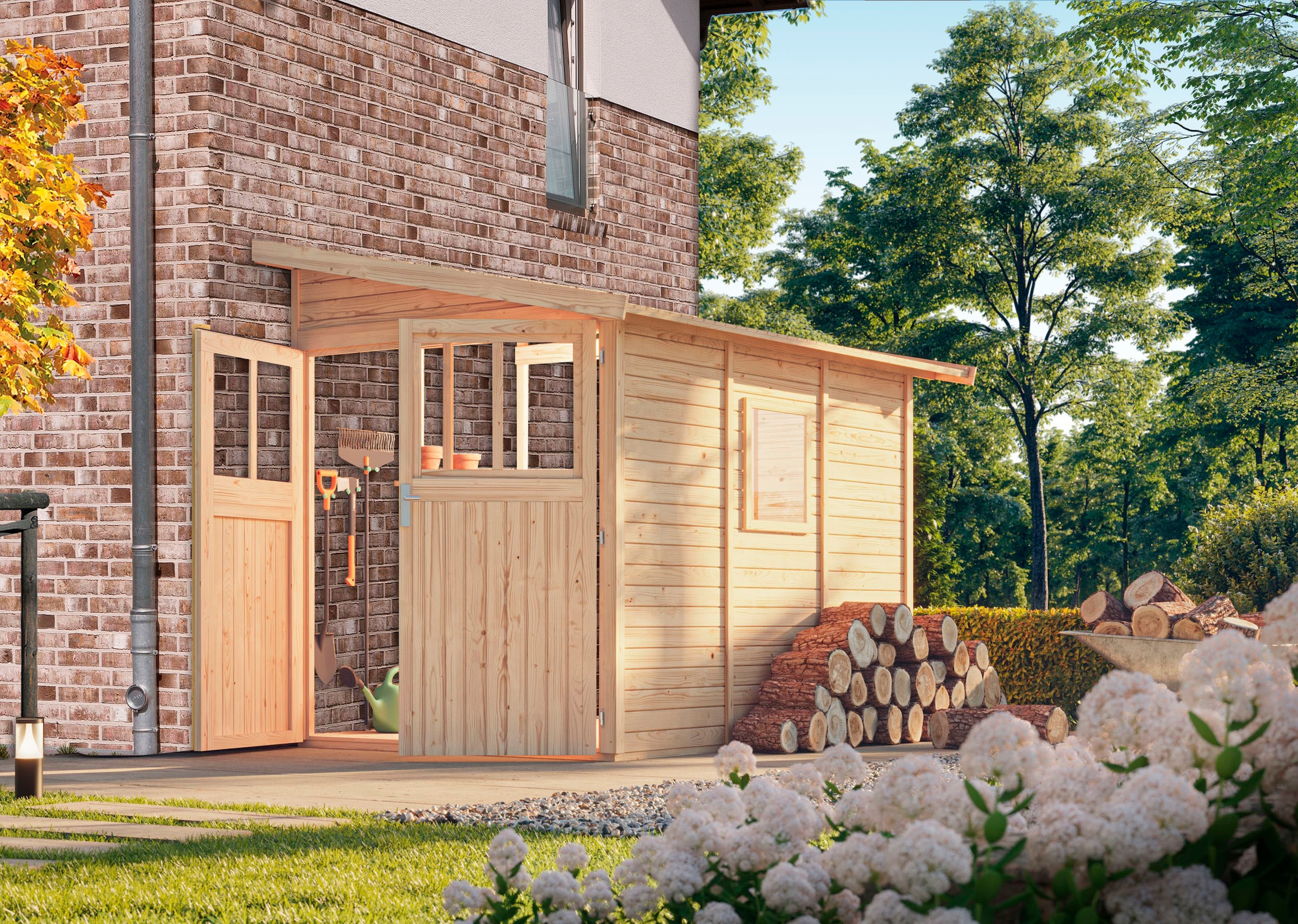 Karibu Gartenhaus »Wurmberg 3«, terragrau oder naturbelassen
