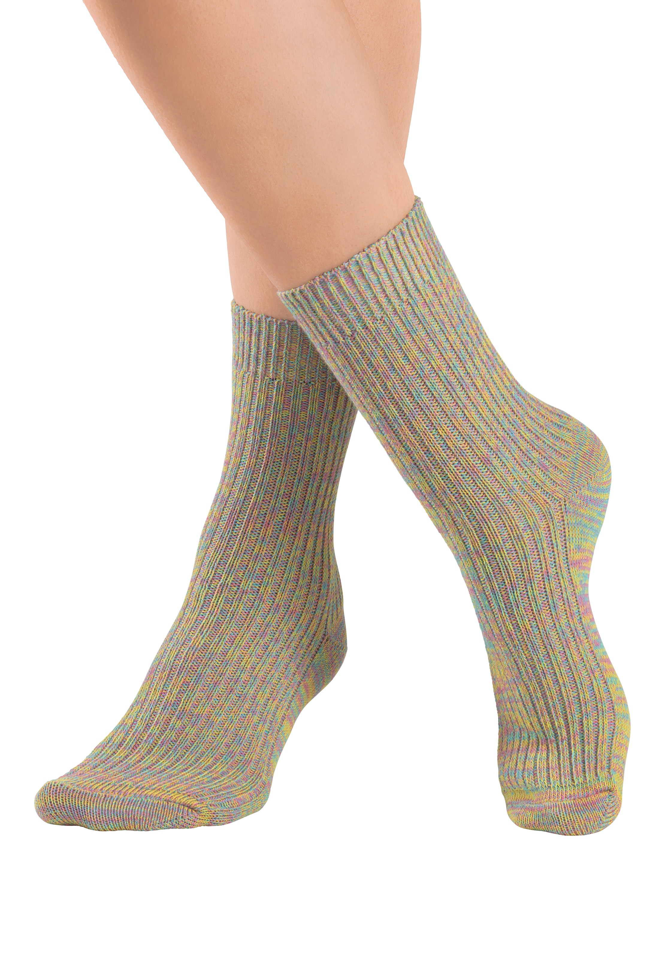 LASCANA Socken, (Packung, 5 Paar), gestrickt mit farbigen Garnen