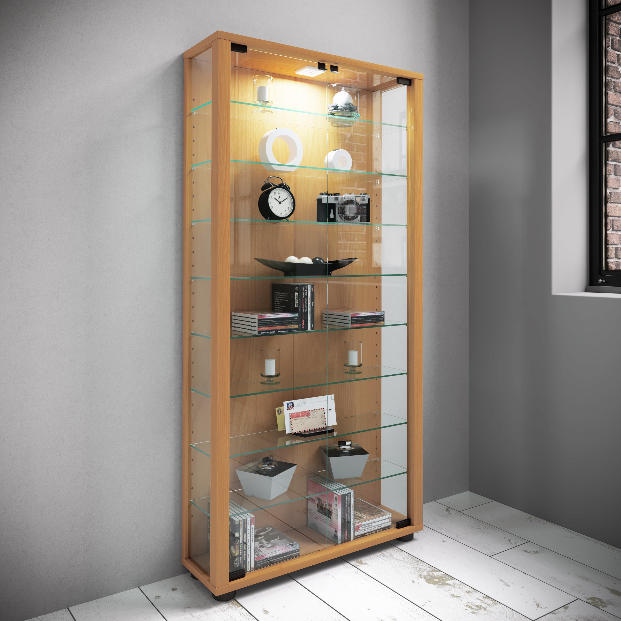 VCM Vitrine "VCM Glasvitrine stehend  Vitrine Glas mit ESG-Sicherheitsglas günstig online kaufen