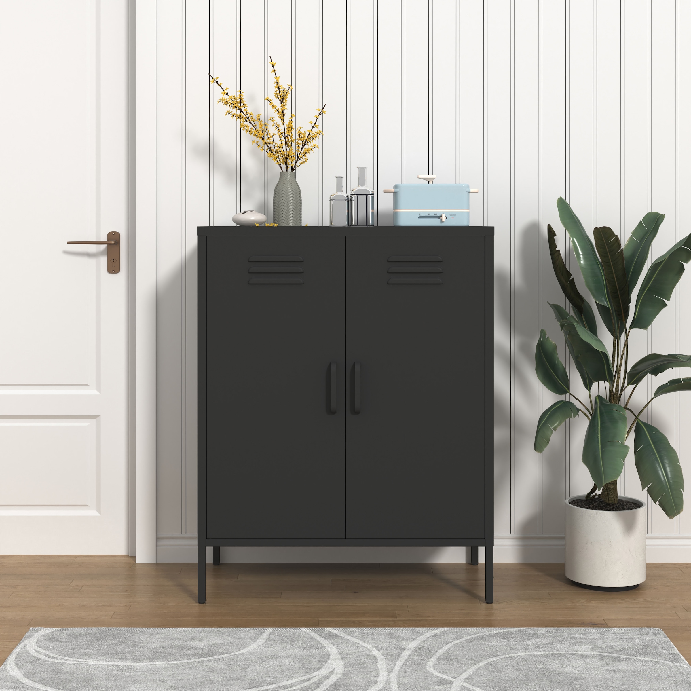 Wäscheschrank OTTO HOME, B:80cm H:101cm T:40cmschwarz, Metall, Badezimmer, Schränke, "Siena Metallschrank Stahlschrank Mehrzweckschrank