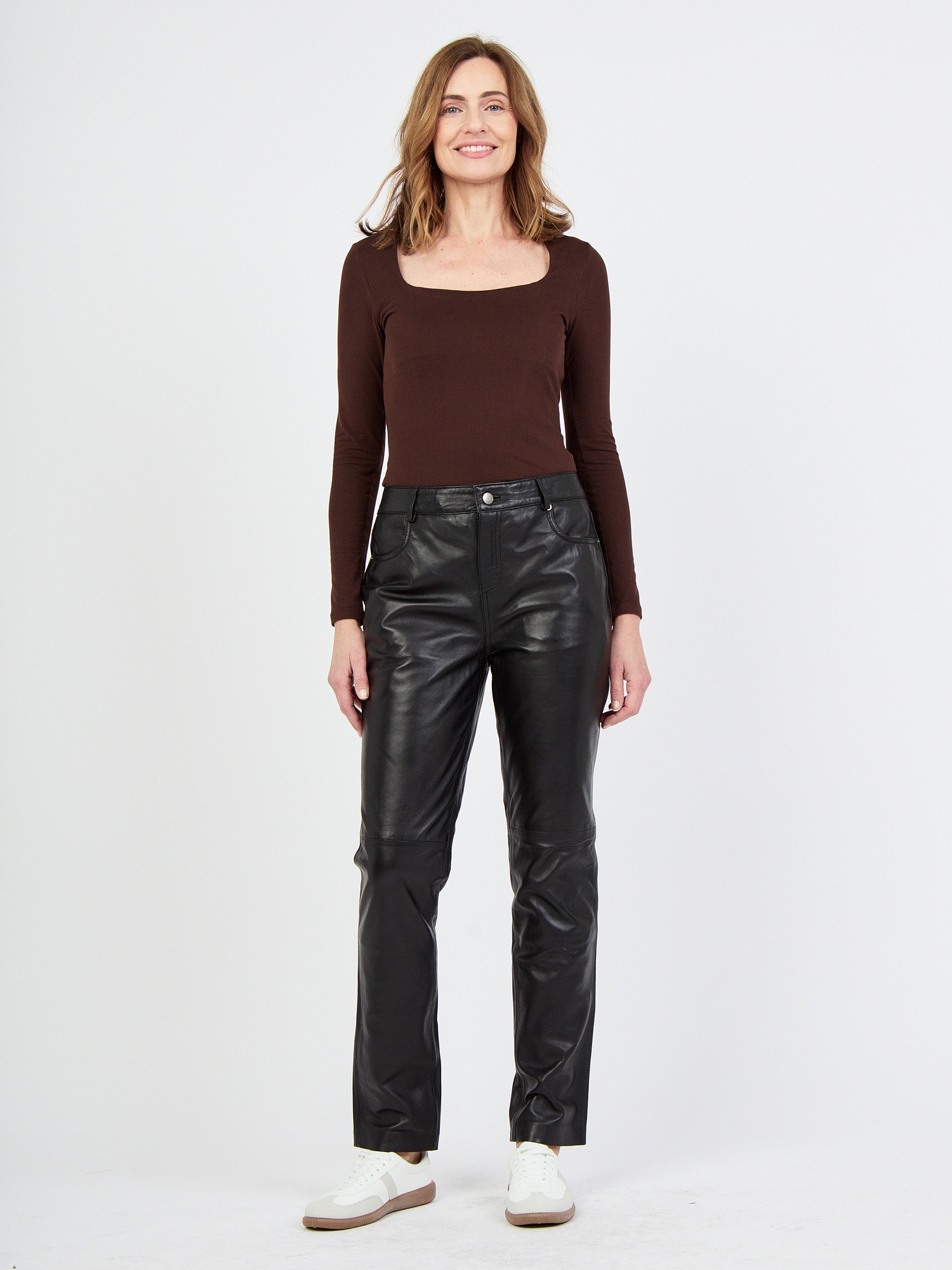 JCC 31019444 Women's Leather Trousers Black 46 3