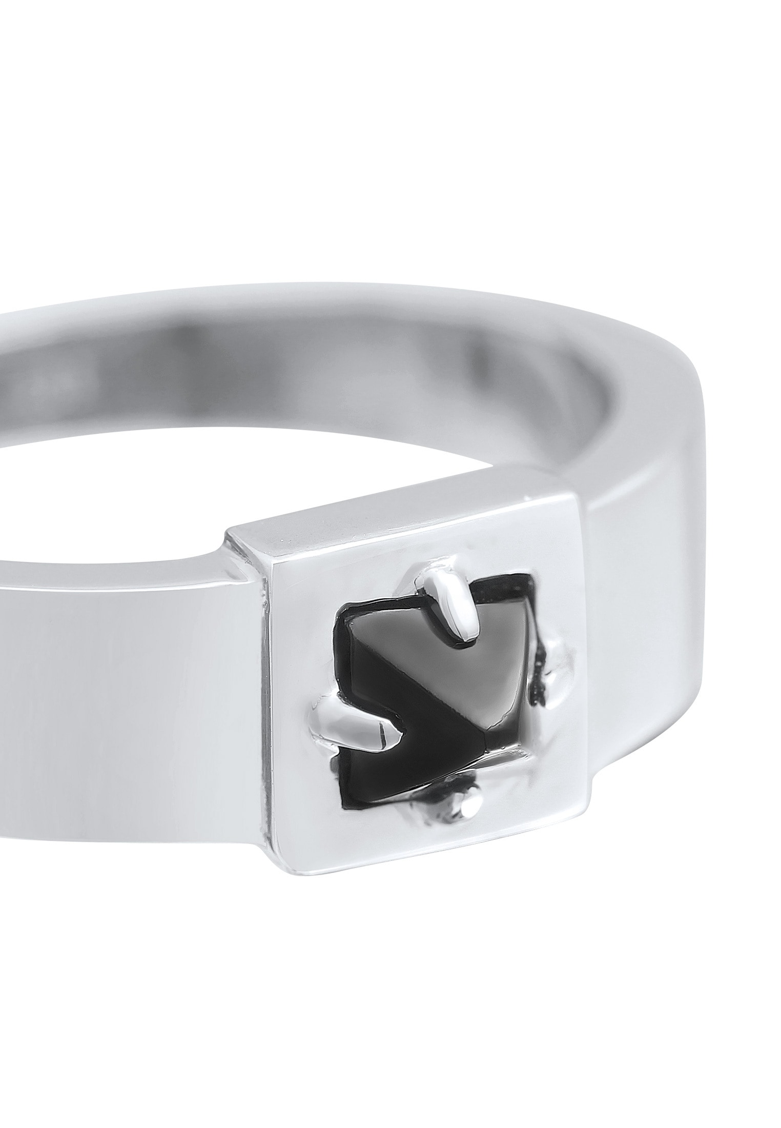 Kuzzoi Siegelring »Ring Herren Bandring Onyx Pyramide 925 Silber«
