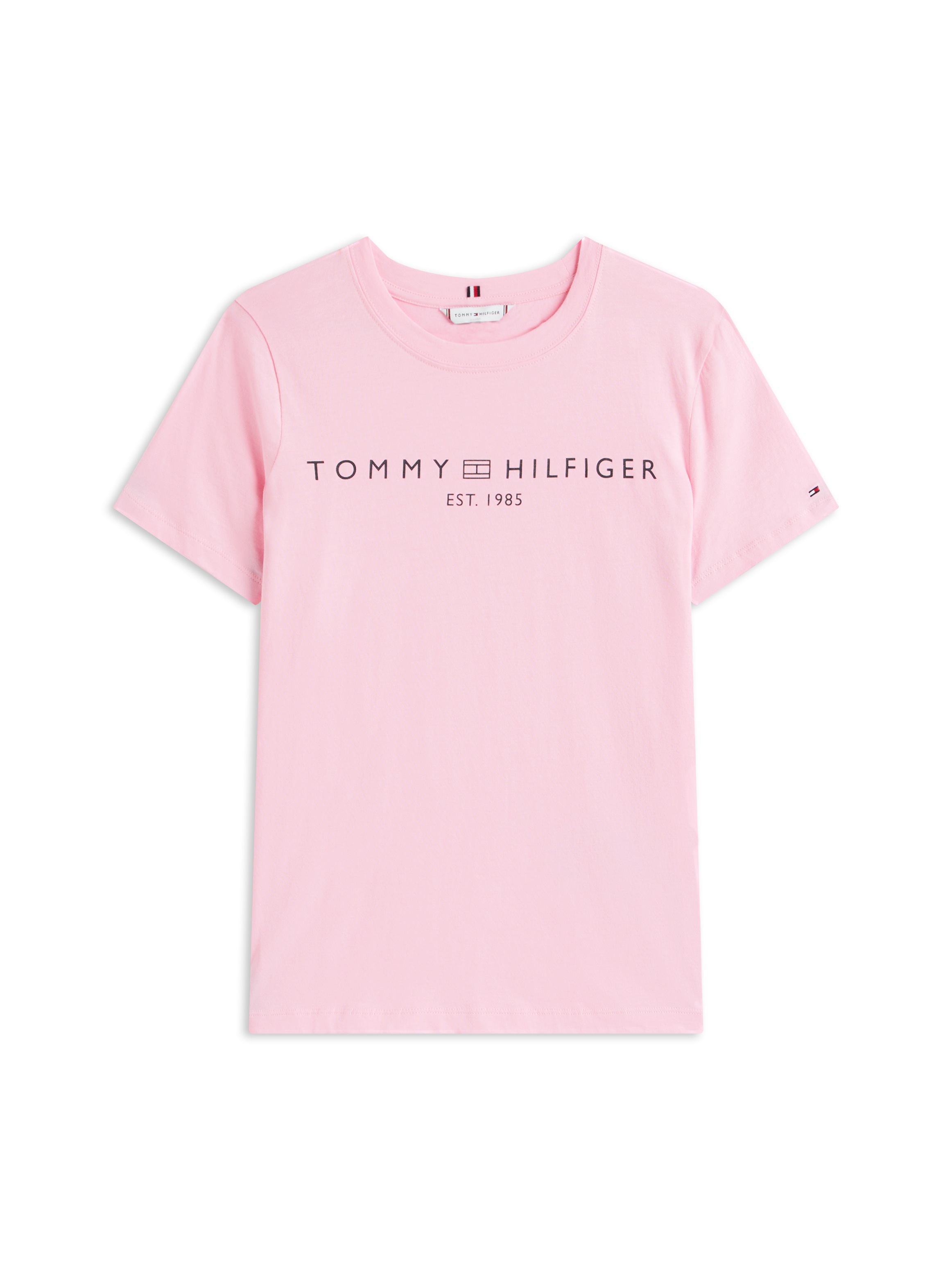 Tommy Hilfiger T-Shirt »REG CORP LOGO C-NK mit Logoschriftzug und Stickerei«, meliert, casual, regular fit, Baumwolle, Rundhals