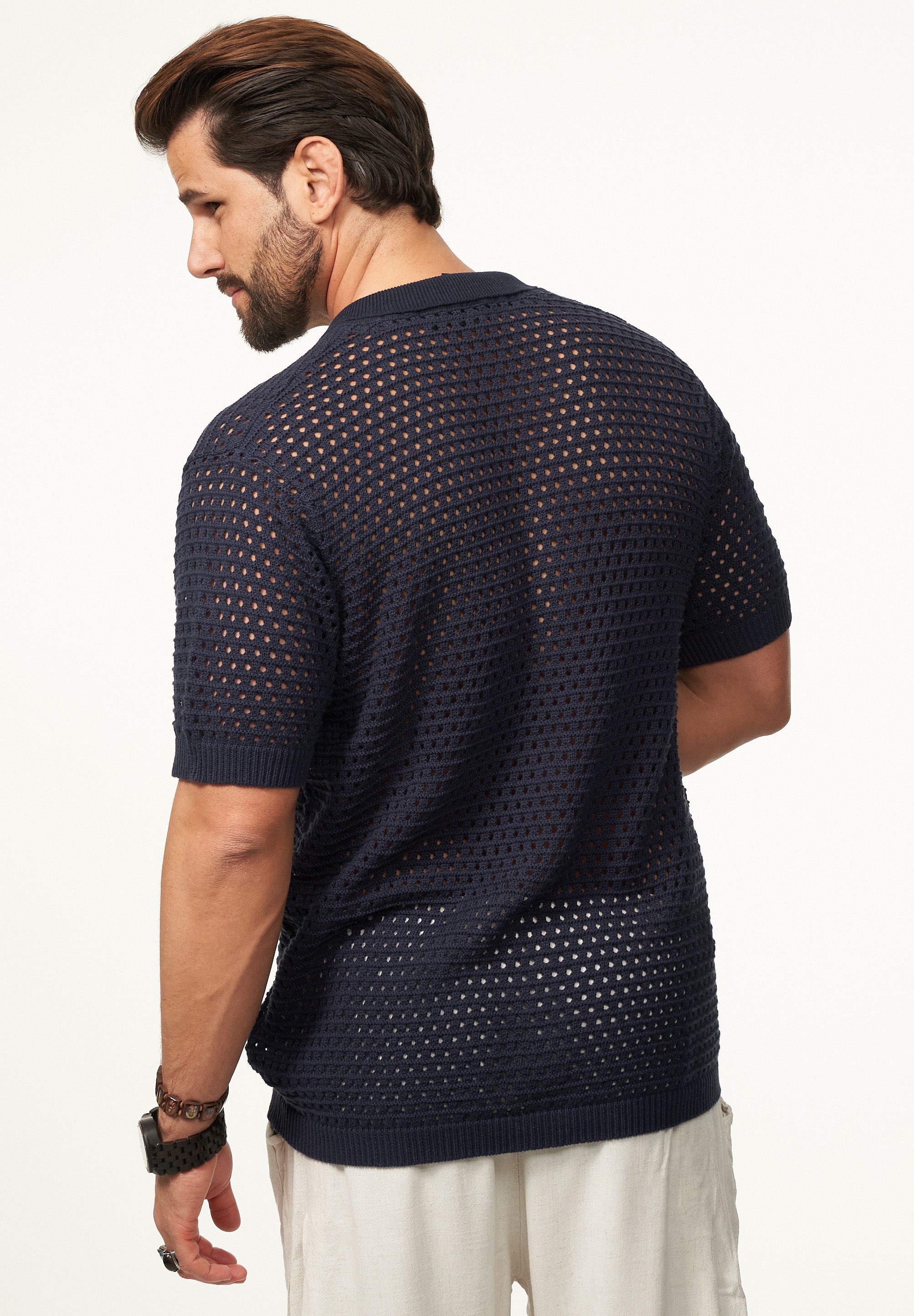 SOULSTAR Poloshirt »Kurzarm Strickhemd im Cardigan Stil mit Knopfleiste für Herren« Herren Kurzarm Strick Polo-Hemd Cardigan T-Shirt