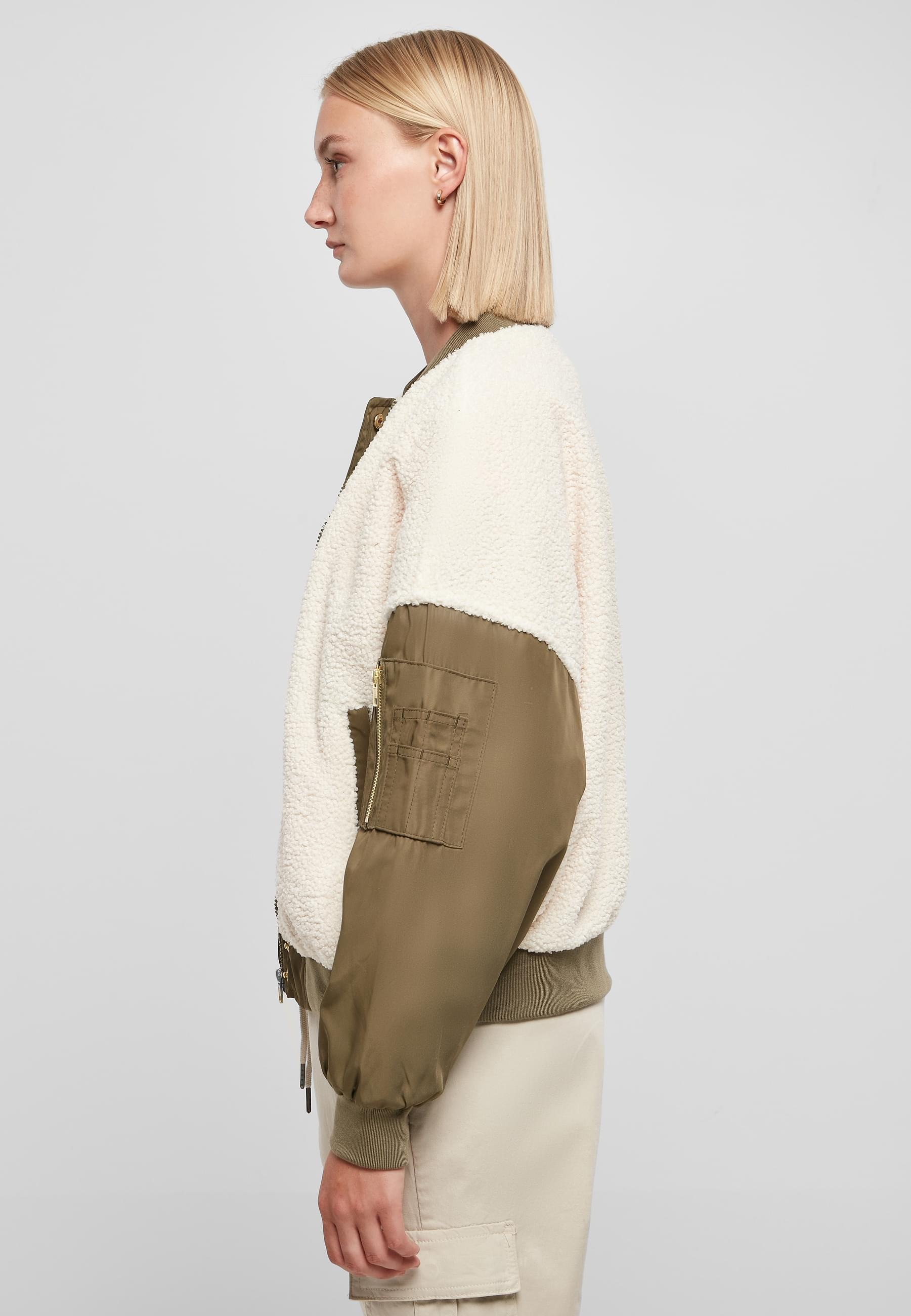 URBAN CLASSICS Bomberjacke »Urban Classics Damen Ladies Oversized Sherpa Mixed Bomber Jacket«, (1 St.), ohne Kapuze