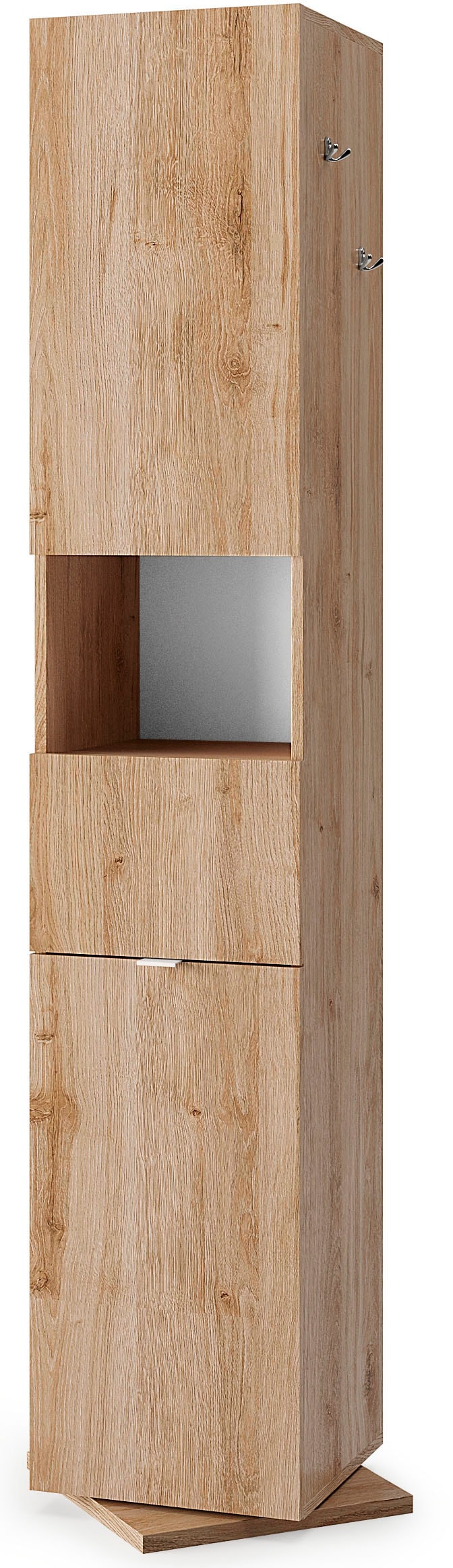 welltime Hochschrank "Hamburg Höhe 185 cm, Breite 35/37 cm, Badschrank drehbar, 2 Türen,", 1 Schubkasten, 1 offenes Fach