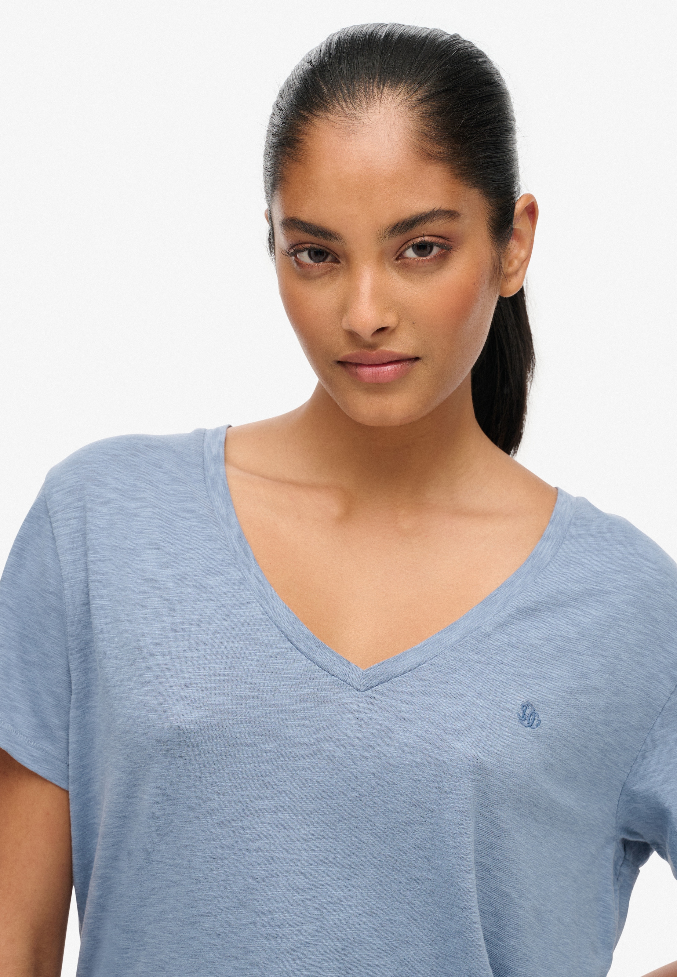 Superdry T-Shirt »STUDIOS SLUB EMB VEE TEE« Baumwollmischung, relaxed fit