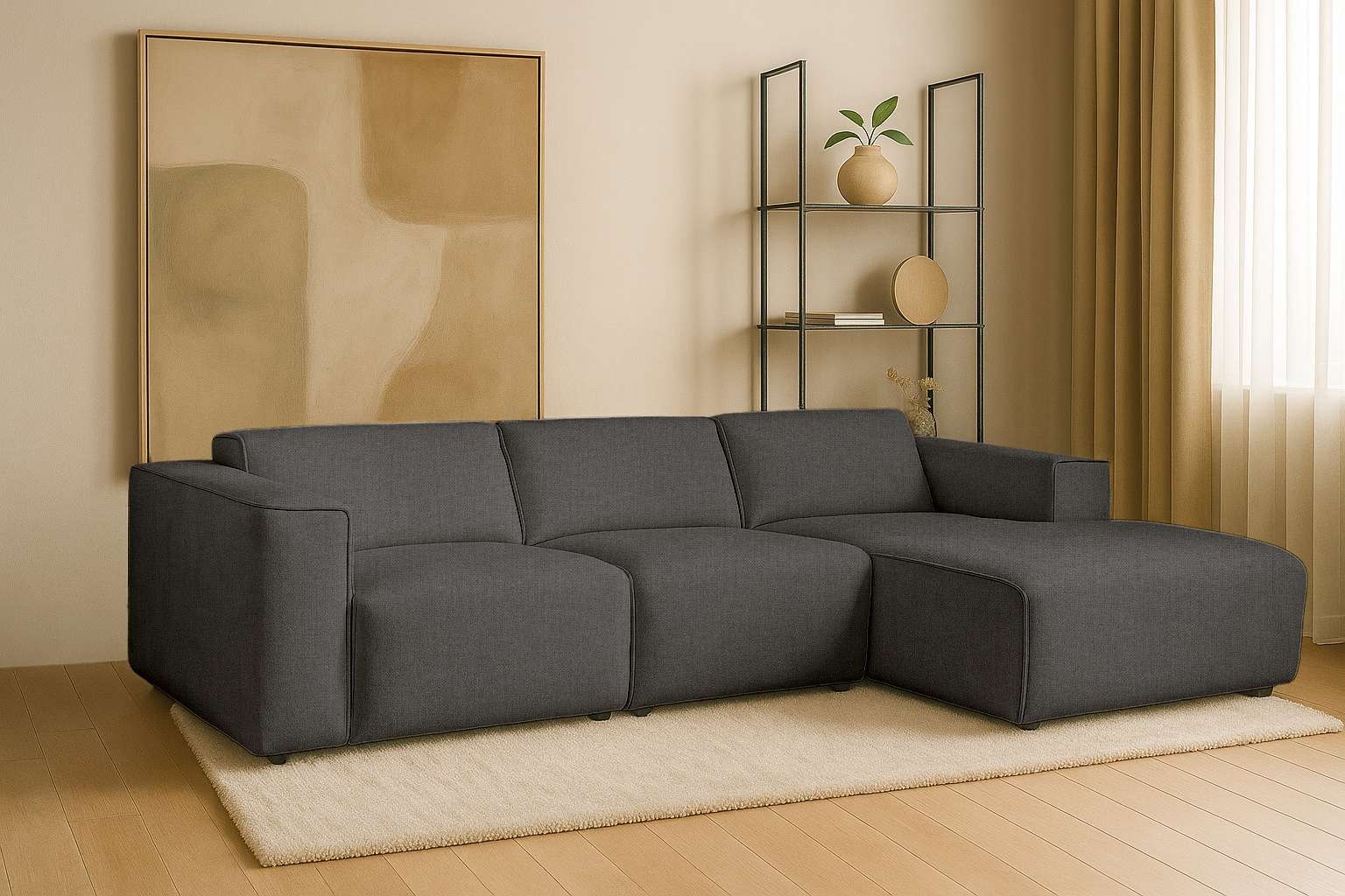 andas Ecksofa "Noord", L-Form, mit Kedernaht, Breite 281 cm, Cord, Struktur günstig online kaufen